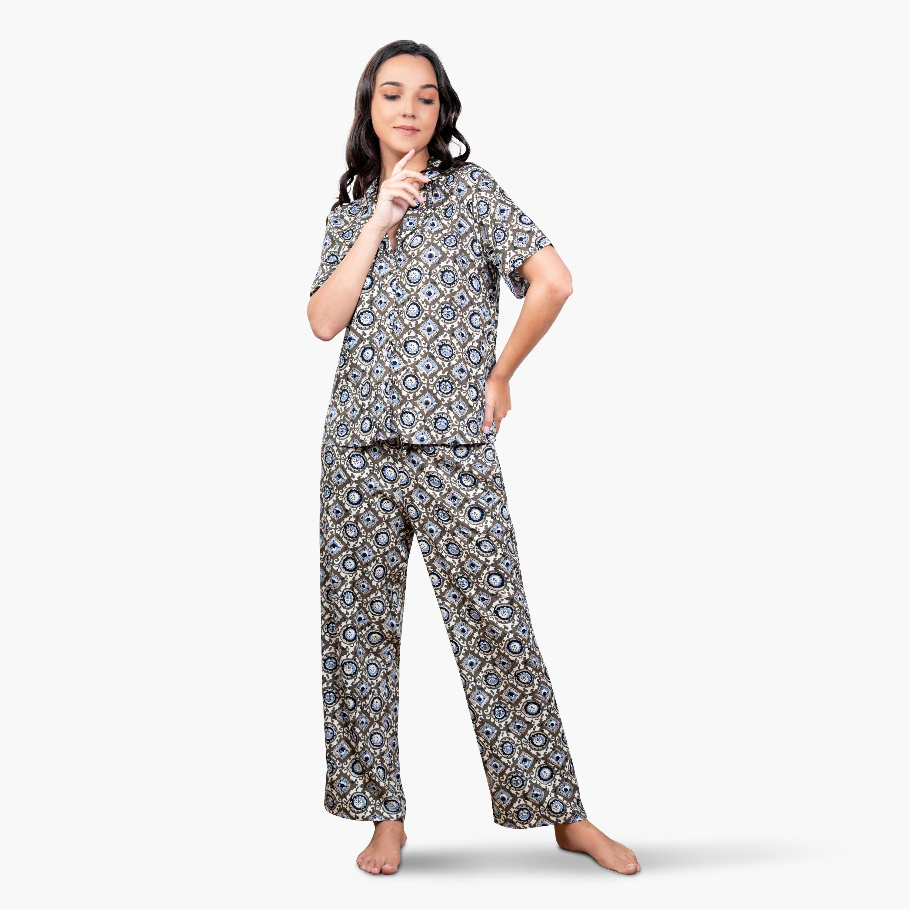 طقم بيجاما رايون بطبعات-women-clothing-nightwear-pyjamas-longsets-image-3