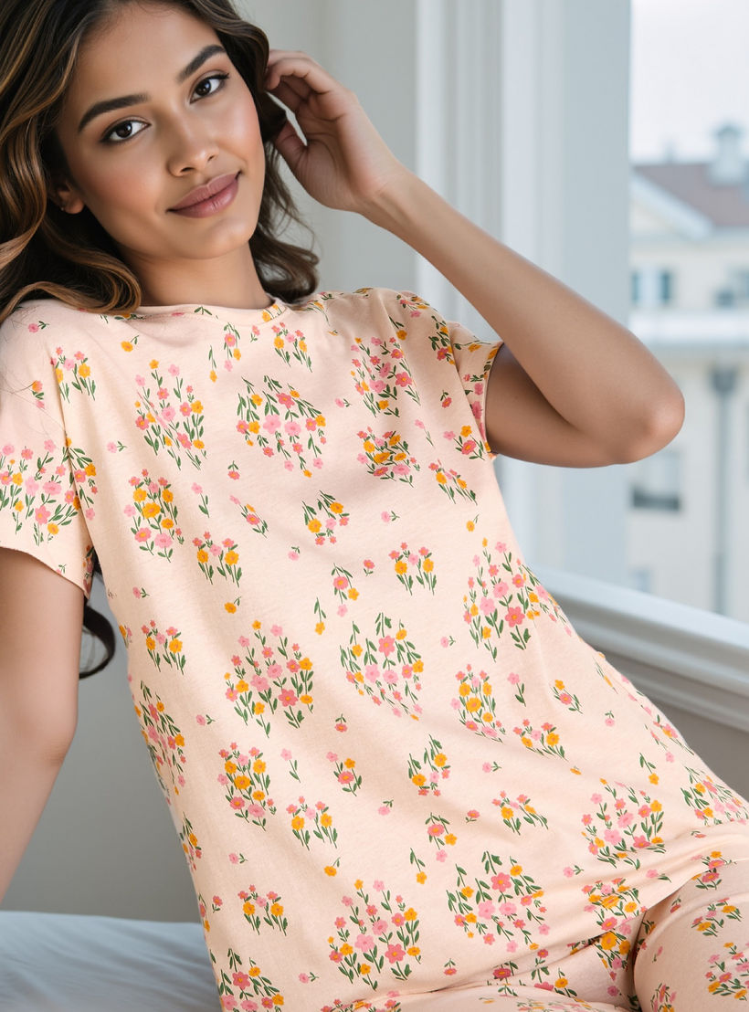 طقم بيجاما بطبعات أزهار-women-clothing-nightwear-pyjamas-longsets-image-3