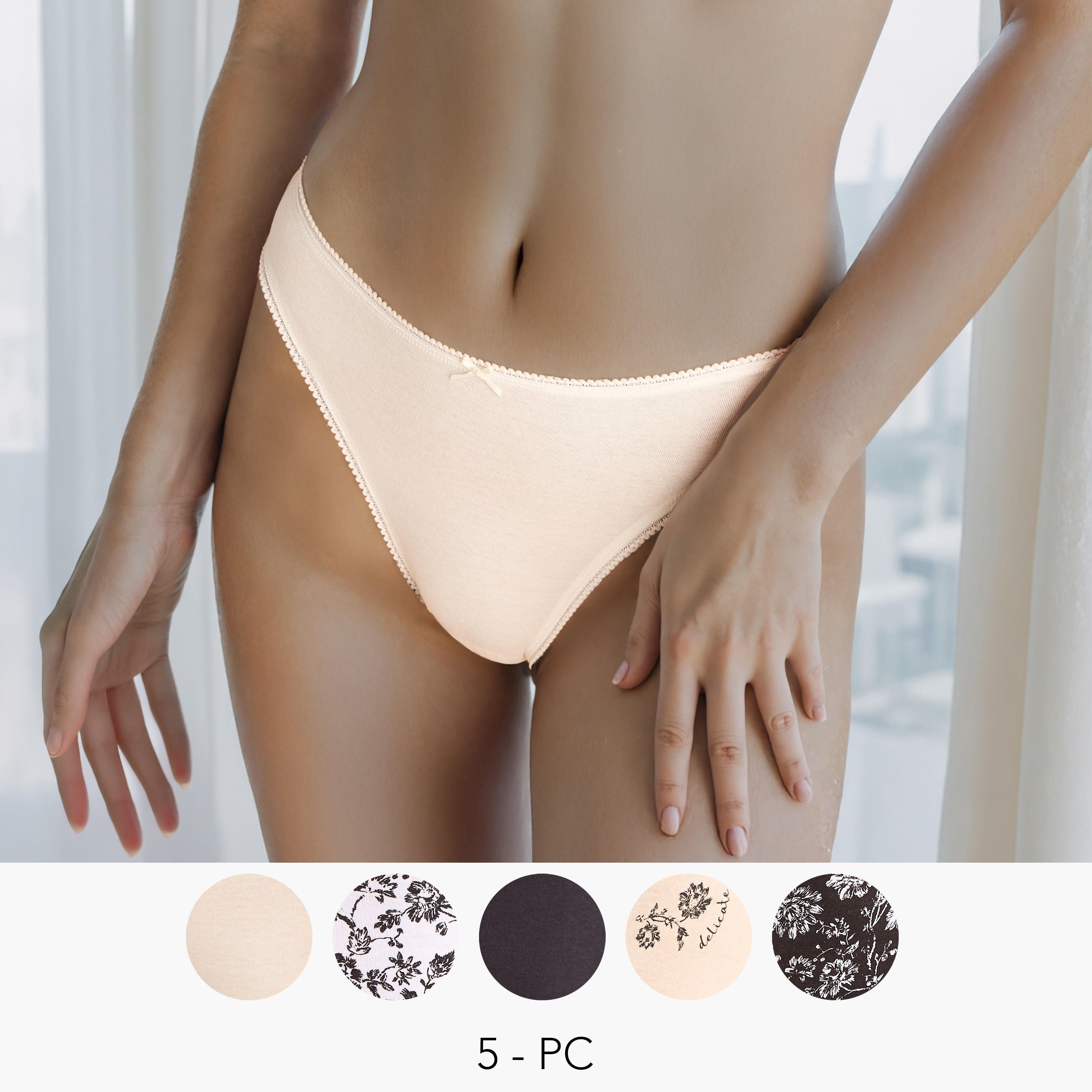 طقم سراويل بيكيني 5 قطع متنوعة-women-clothing-lingerie-panties-image-1