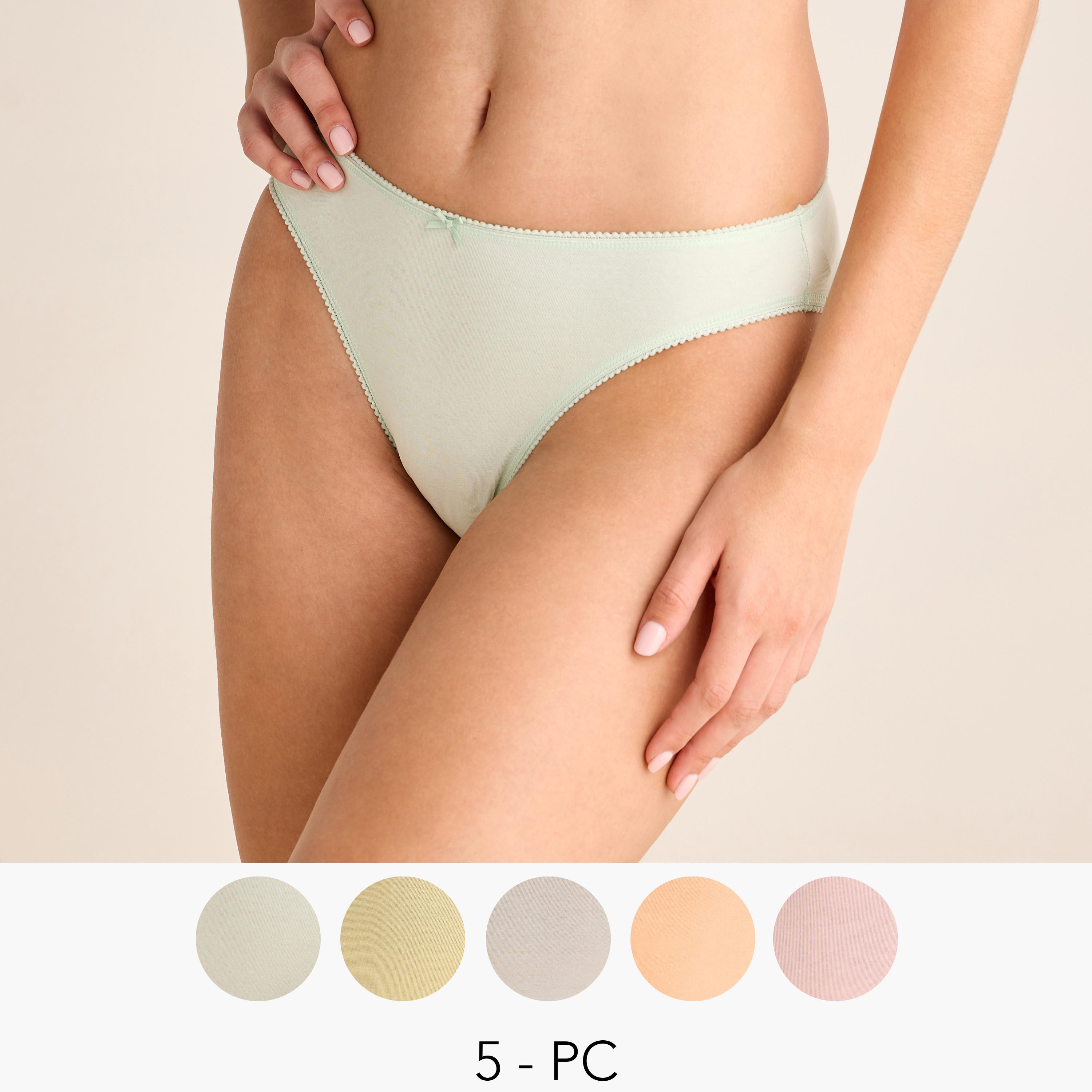 Set of 5 - Bow Detail Bikini Briefs-women-clothing-lingerie-panties-image-1