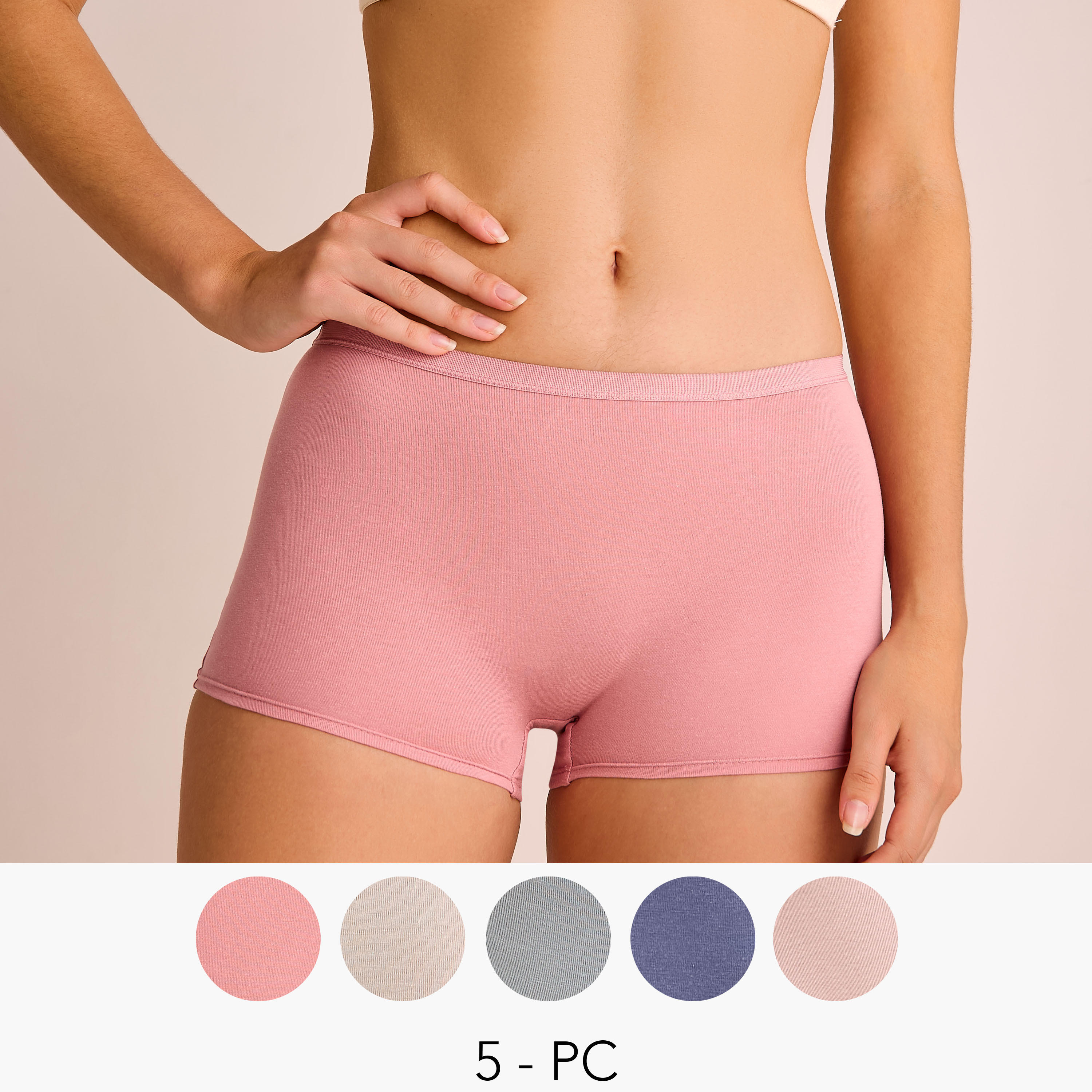 طقم سروال داخلي بوكسر 5 قطع بخصر مطاطي-women-clothing-lingerie-panties-image-1