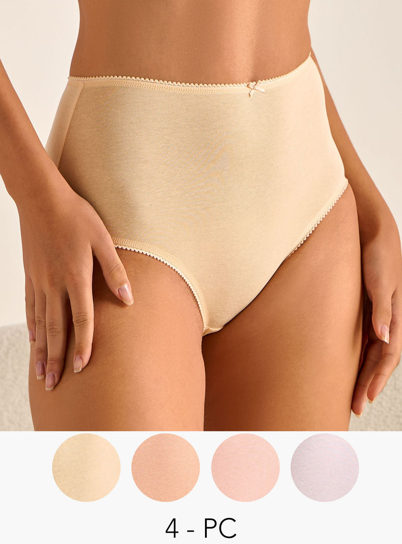 Set of 5 - Bow Detail Full Briefs with Elasticated Waistband-women-clothing-lingerie-panties-image-1