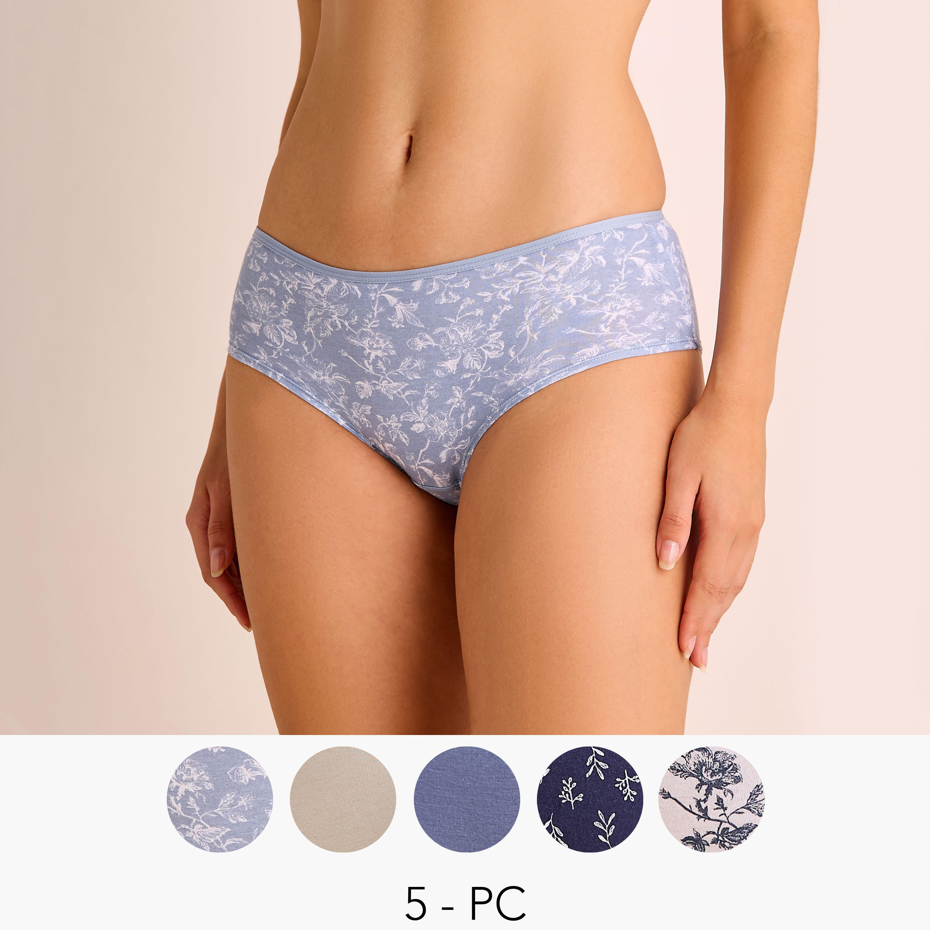 Set of 5 - Assorted Briefs with Elasticated Waistband-women-clothing-lingerie-panties-image-1