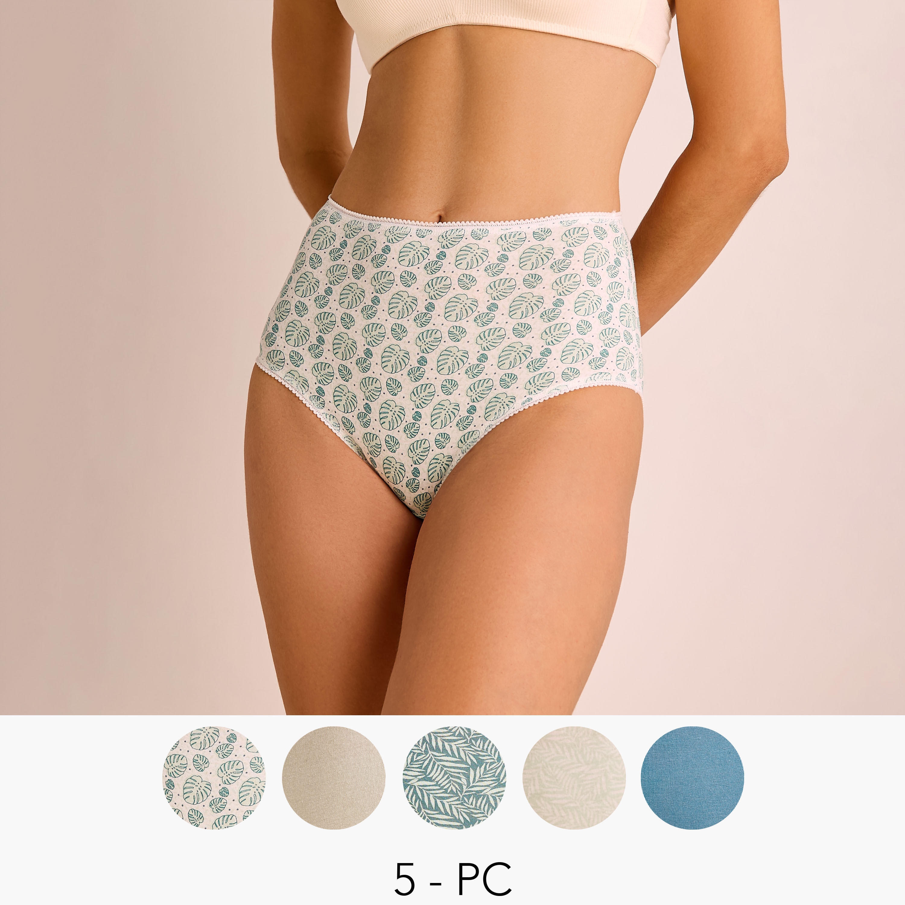 Set of 5 - Assorted Full Brief with Bow Detail-women-clothing-lingerie-panties-image-1