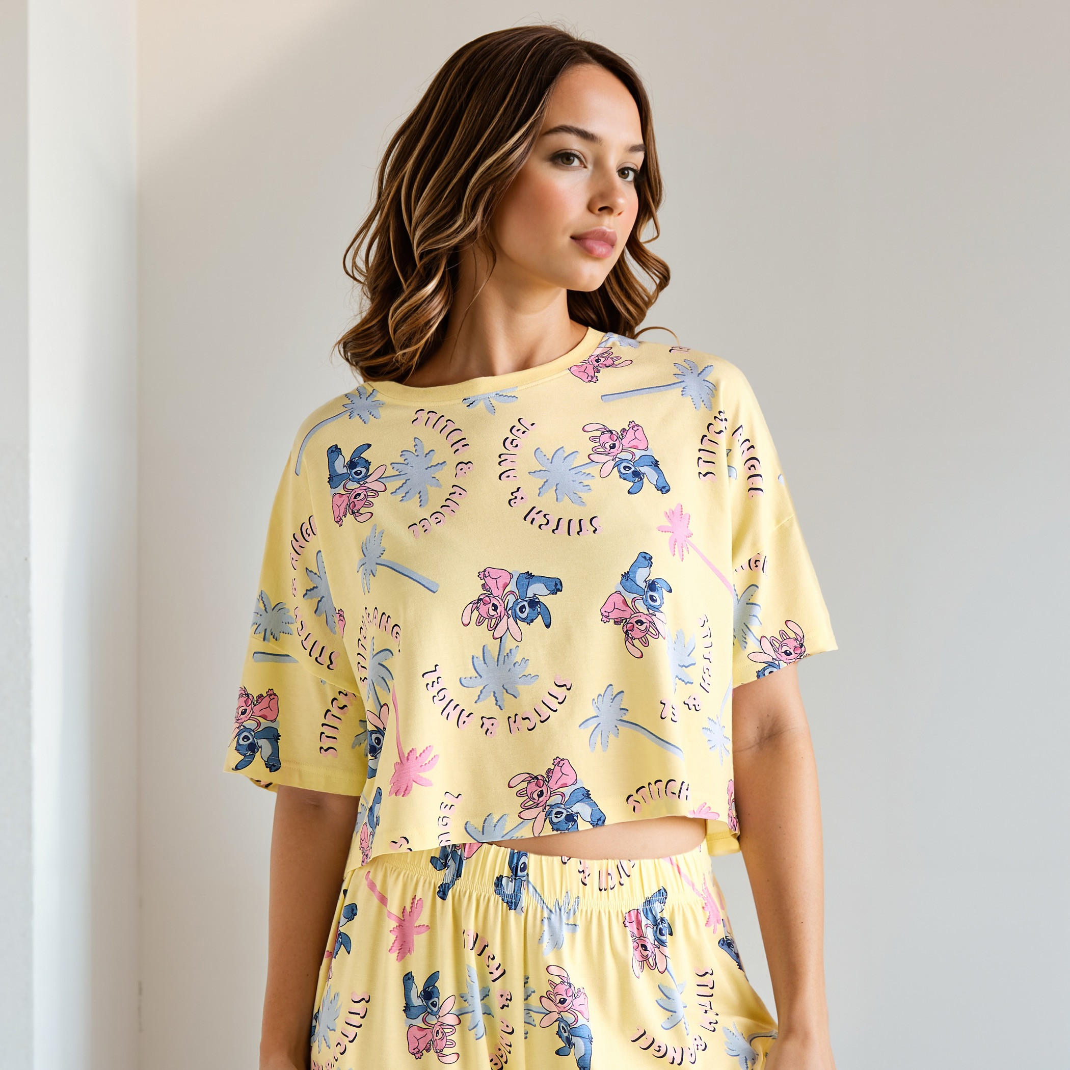 Angel and Stitch Print Shorts Set-women-clothing-nightwear-pyjamas-shortsets-image-3