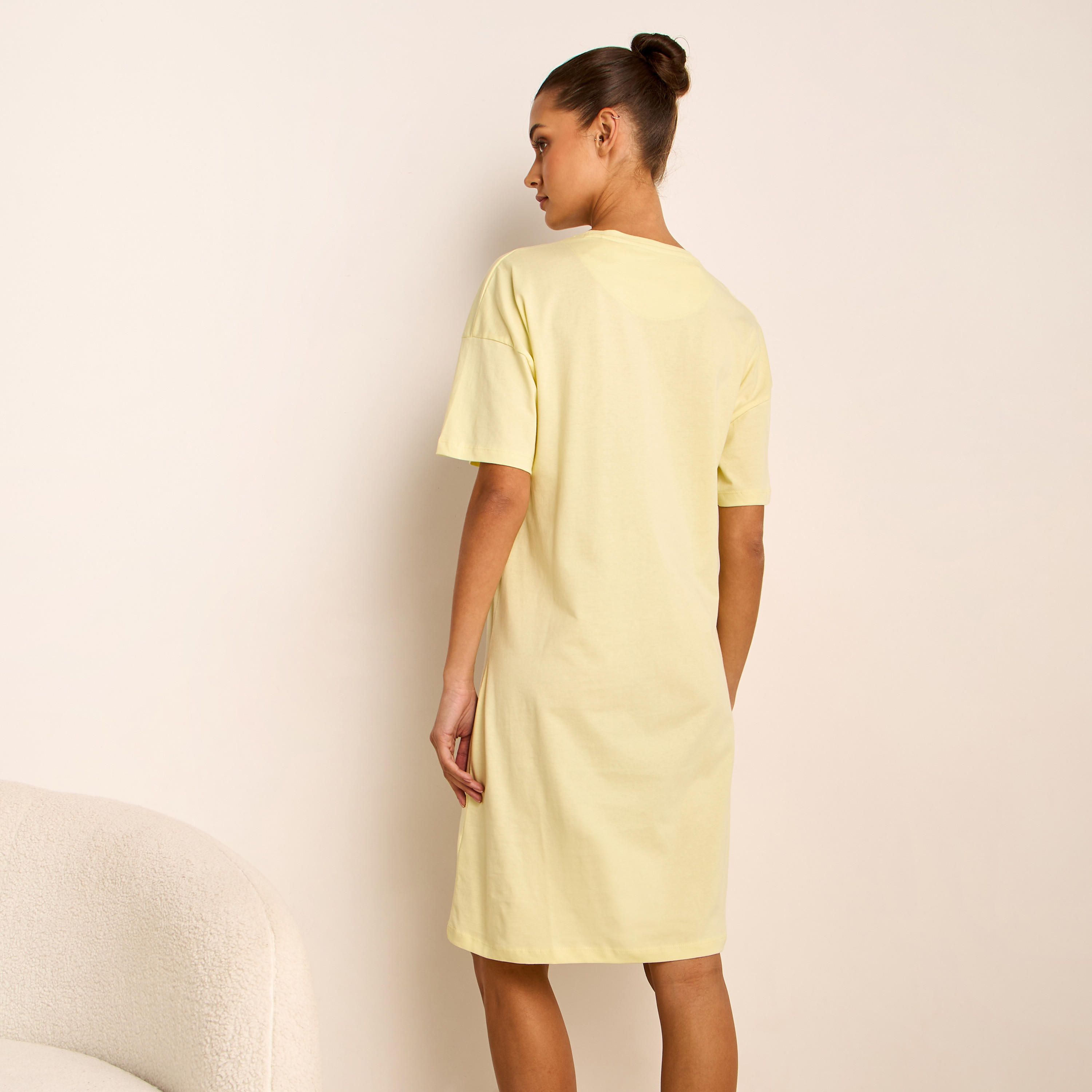 فستان نوم قطن بياقة مستديرة وطبعات -women-clothing-nightwear-nighties-image-3