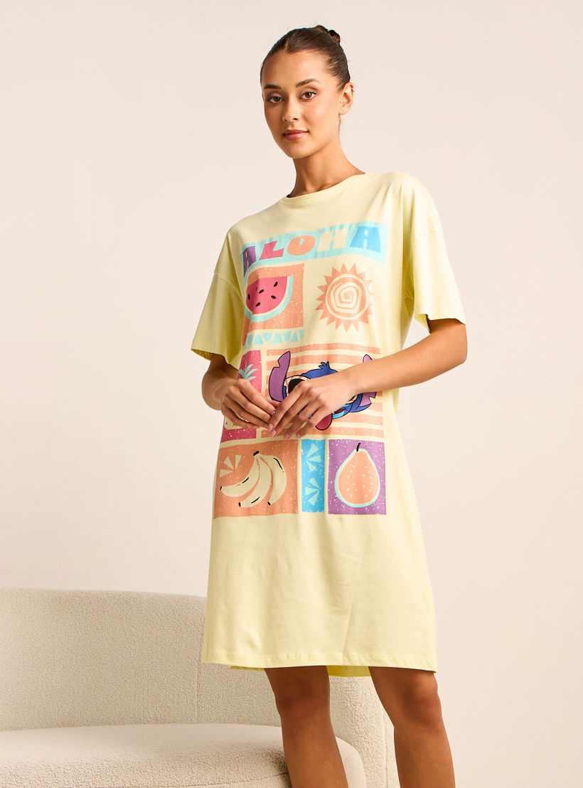 فستان نوم قطن بياقة مستديرة وطبعات -women-clothing-nightwear-nighties-image-6