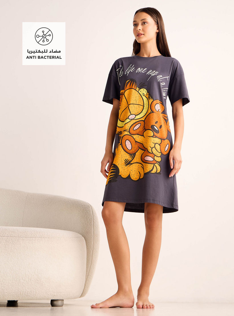 قميص نوم قطن بياقة مستديرة وطبعات-women-clothing-nightwear-nighties-image-2