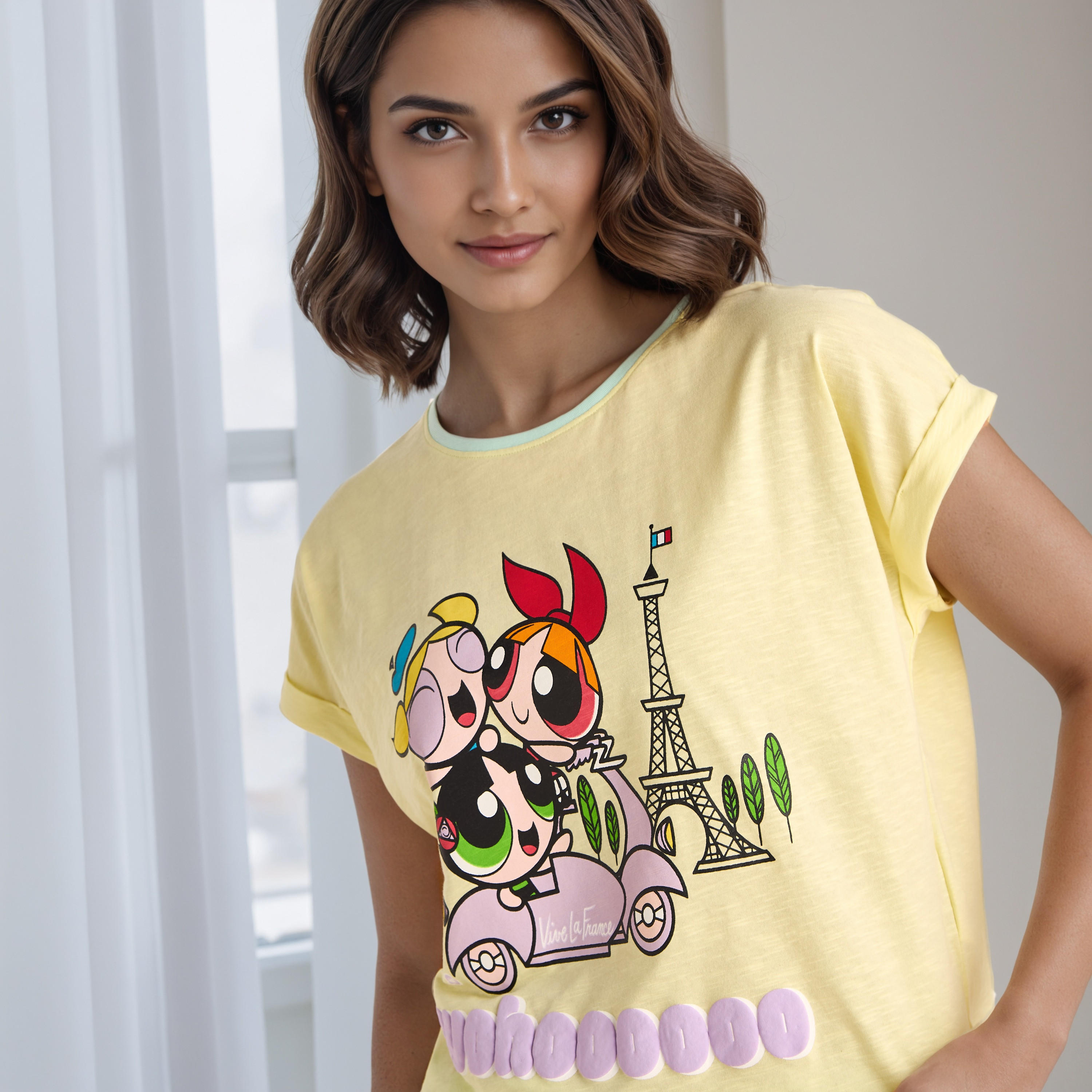 طقم شورت قطن بطبعات فتيات القوة-women-clothing-nightwear-pyjamas-shortsets-image-5