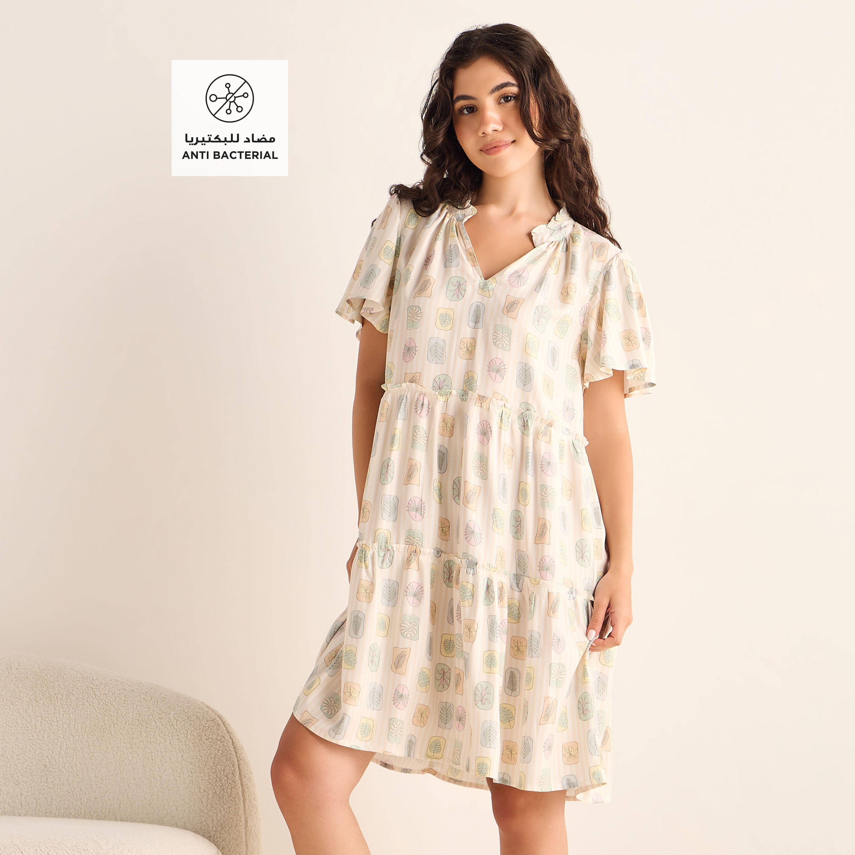 فستان نوم فيسكوز متعدد الطبقات بأكمام واسعة - طقم من 2-women-clothing-nightwear-nighties-image-2