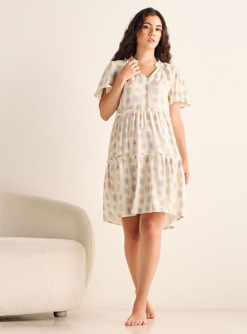 فستان نوم فيسكوز متعدد الطبقات بأكمام واسعة - طقم من 2-women-clothing-nightwear-nighties-image-3