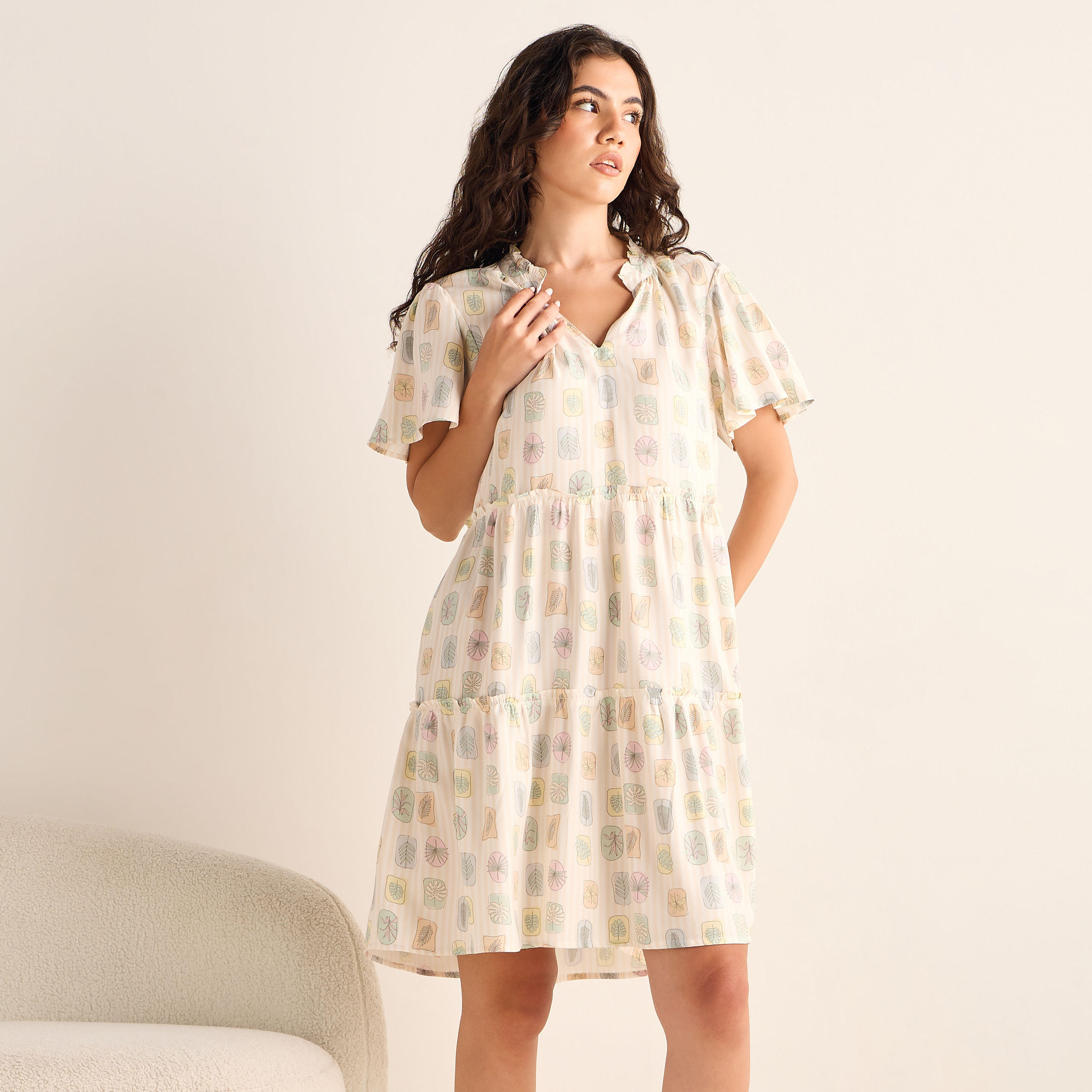 فستان نوم فيسكوز متعدد الطبقات بأكمام واسعة - طقم من 2-women-clothing-nightwear-nighties-image-7