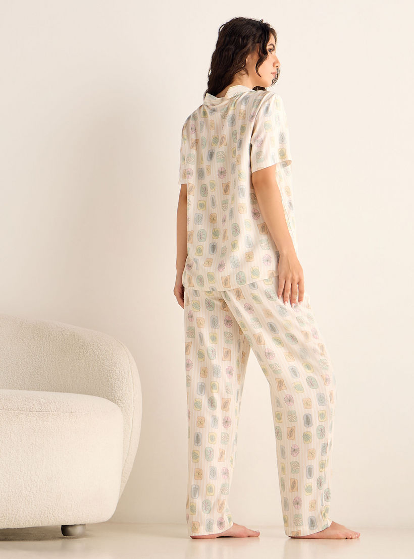 طقم بنطلون بيجاما وقميص بطبعات-women-clothing-nightwear-pyjamas-longsets-image-6