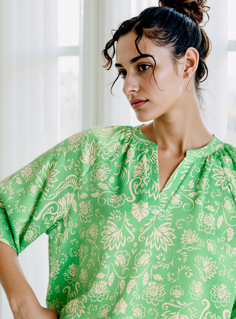 طقم بيجاما بلوزة وبنطلون ساتان بطبعات زهرية-women-clothing-nightwear-pyjamas-longsets-image-3