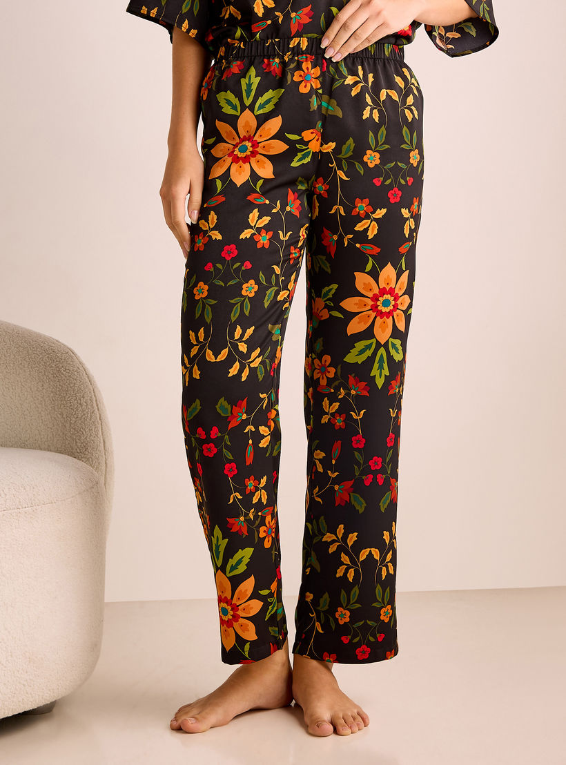 Floral Print Satin Top and Pyjama Set-women-clothing-nightwear-pyjamas-longsets-image-4