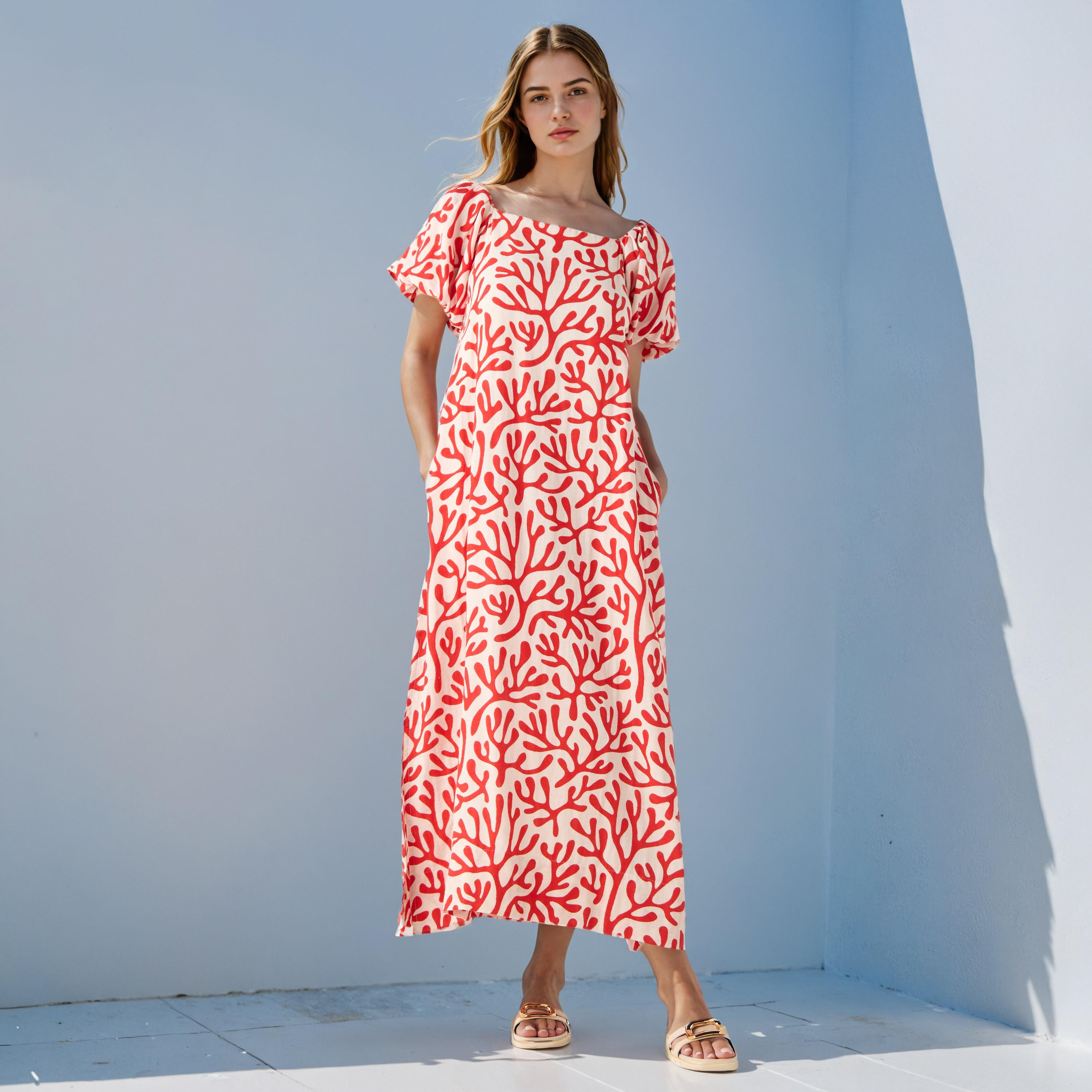 Printed Maxi Cotton Dress with Side Slit-women-clothing-swimandbeach-beachwear-image-2