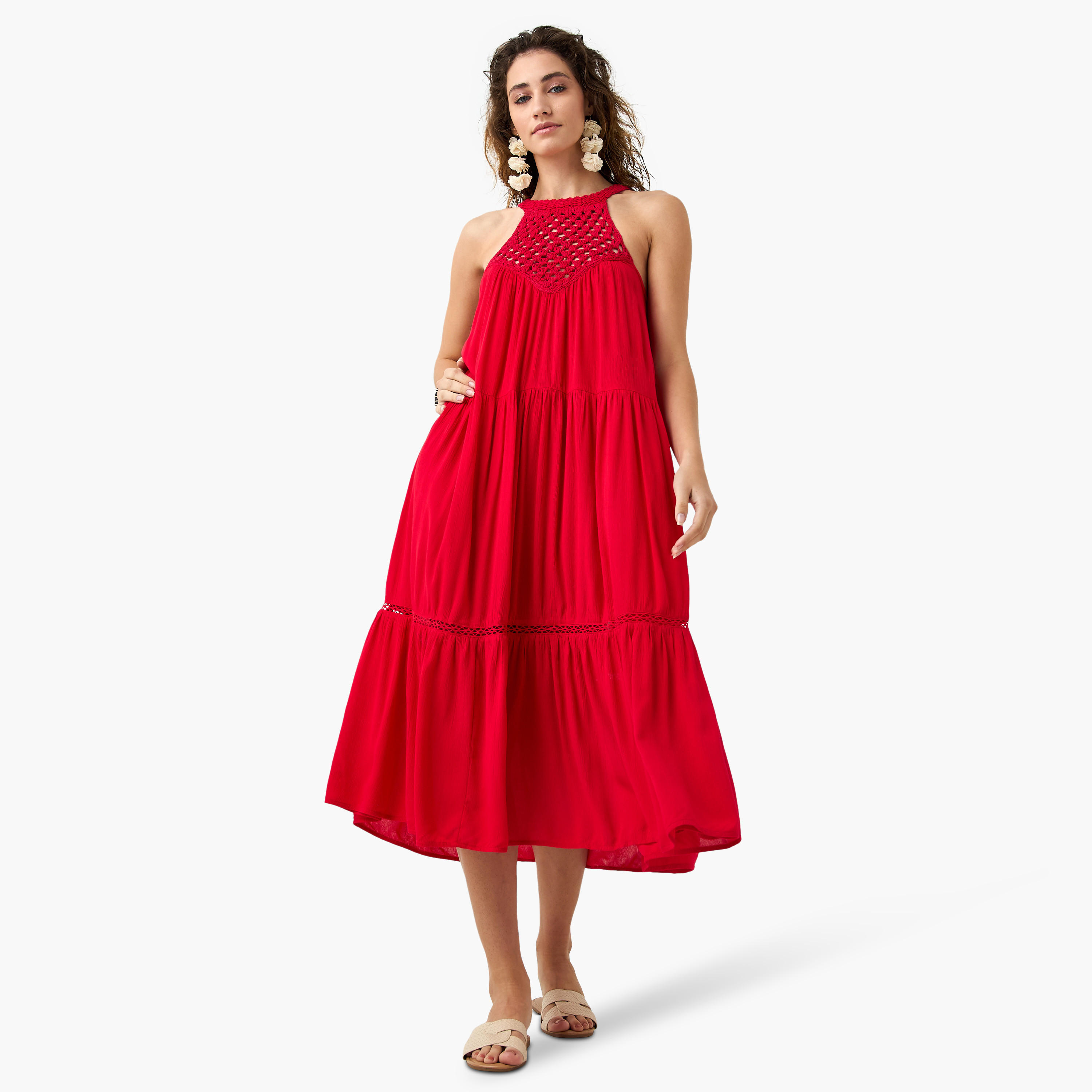 Sleeveless Tiered Dress with Embroidered Detail-women-clothing-swimandbeach-beachwear-image-1