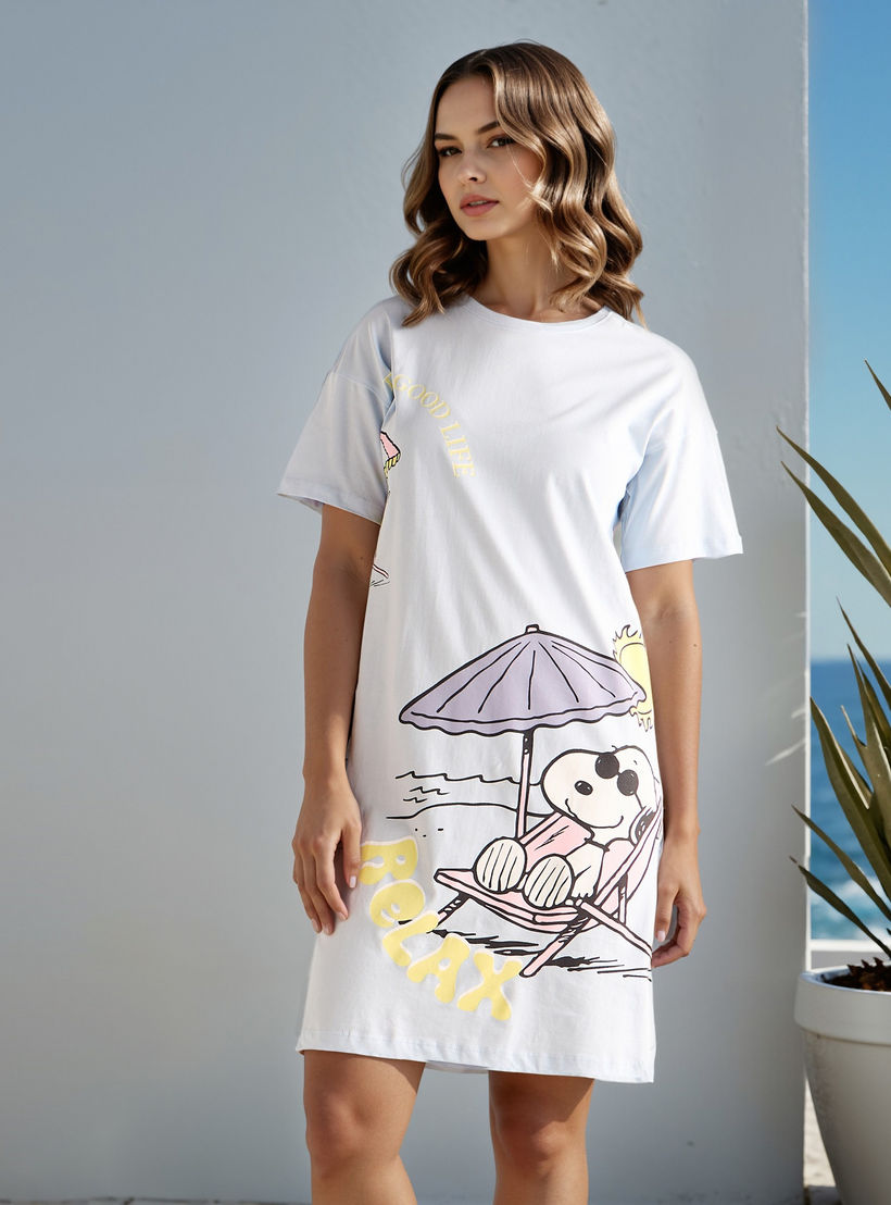 فستان نوم قطن بطبعات سنوبي-women-clothing-nightwear-nighties-image-1