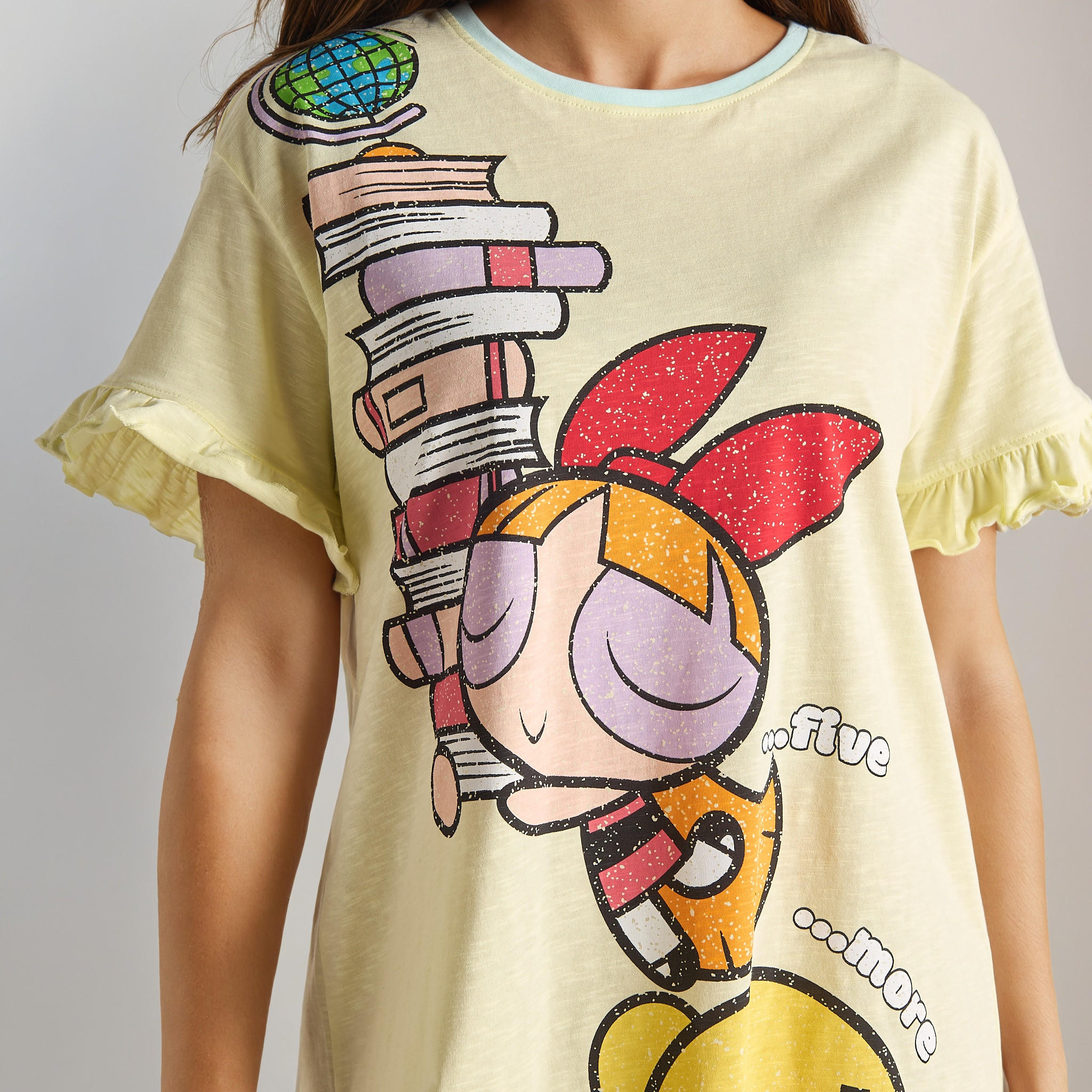 Powerpuff Girls Print Cotton Sleepshirt-women-clothing-nightwear-nighties-image-4