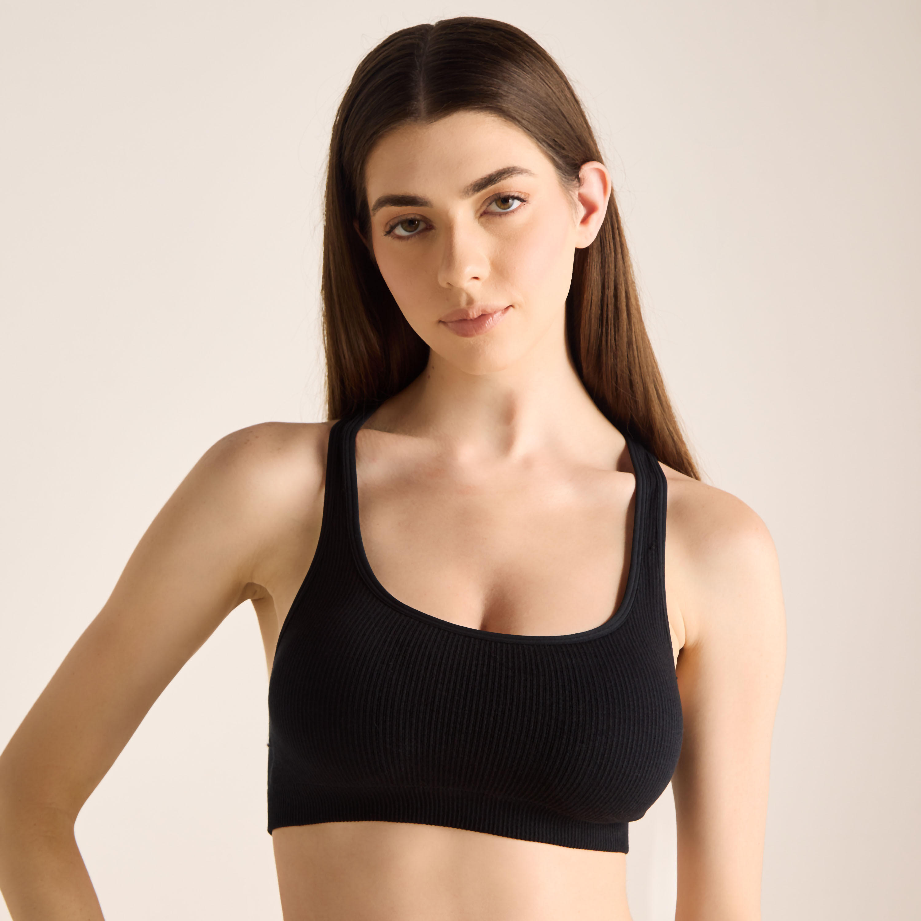 Ribbed Skins Seamless Racerback Bra-women-clothing-lingerie-bras-image-1