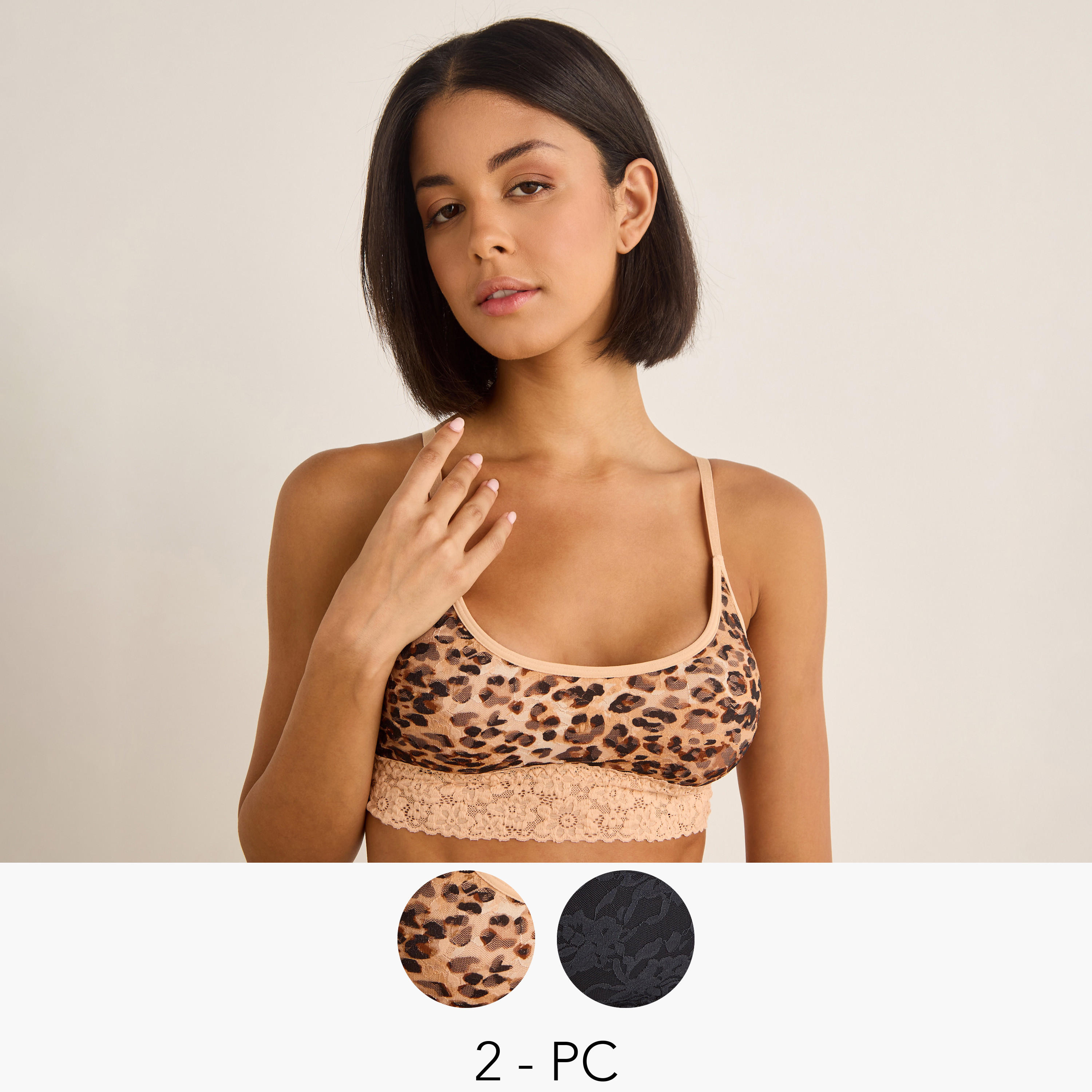Set of 2 - Lace Detail Bralette-women-clothing-lingerie-bras-image-1