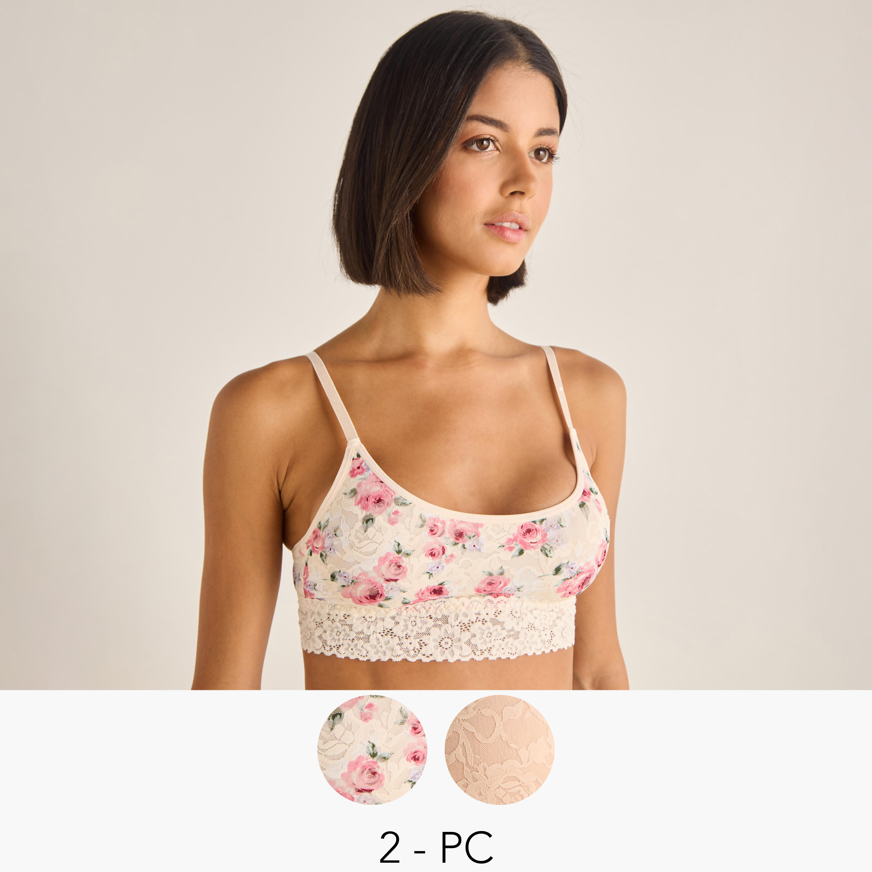 Set of 2 - Lace Detail Bralette-women-clothing-lingerie-bras-image-1