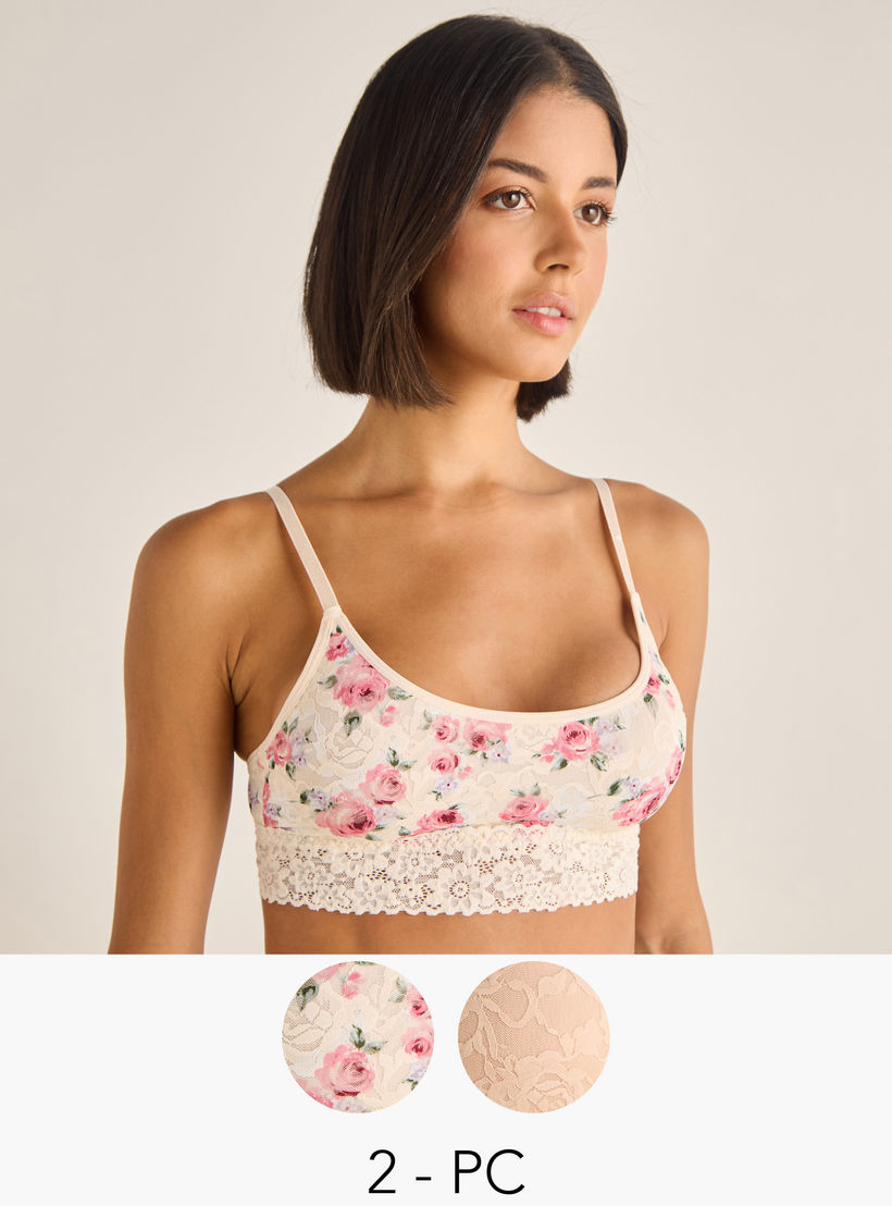 Set of 2 - Lace Detail Bralette-women-clothing-lingerie-bras-image-1