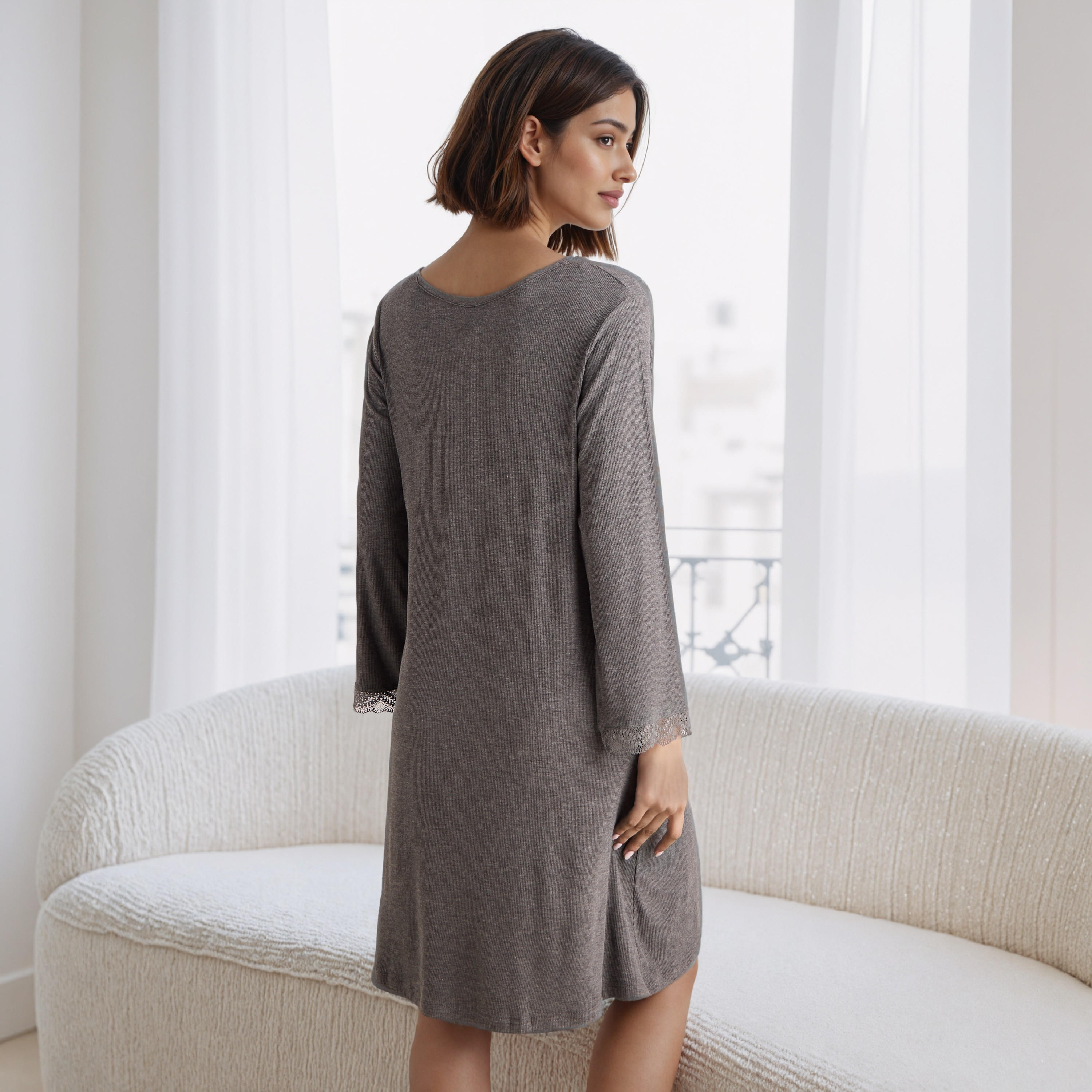 Ribbed V-neck Night Dress-women-clothing-nightwear-nighties-image-3
