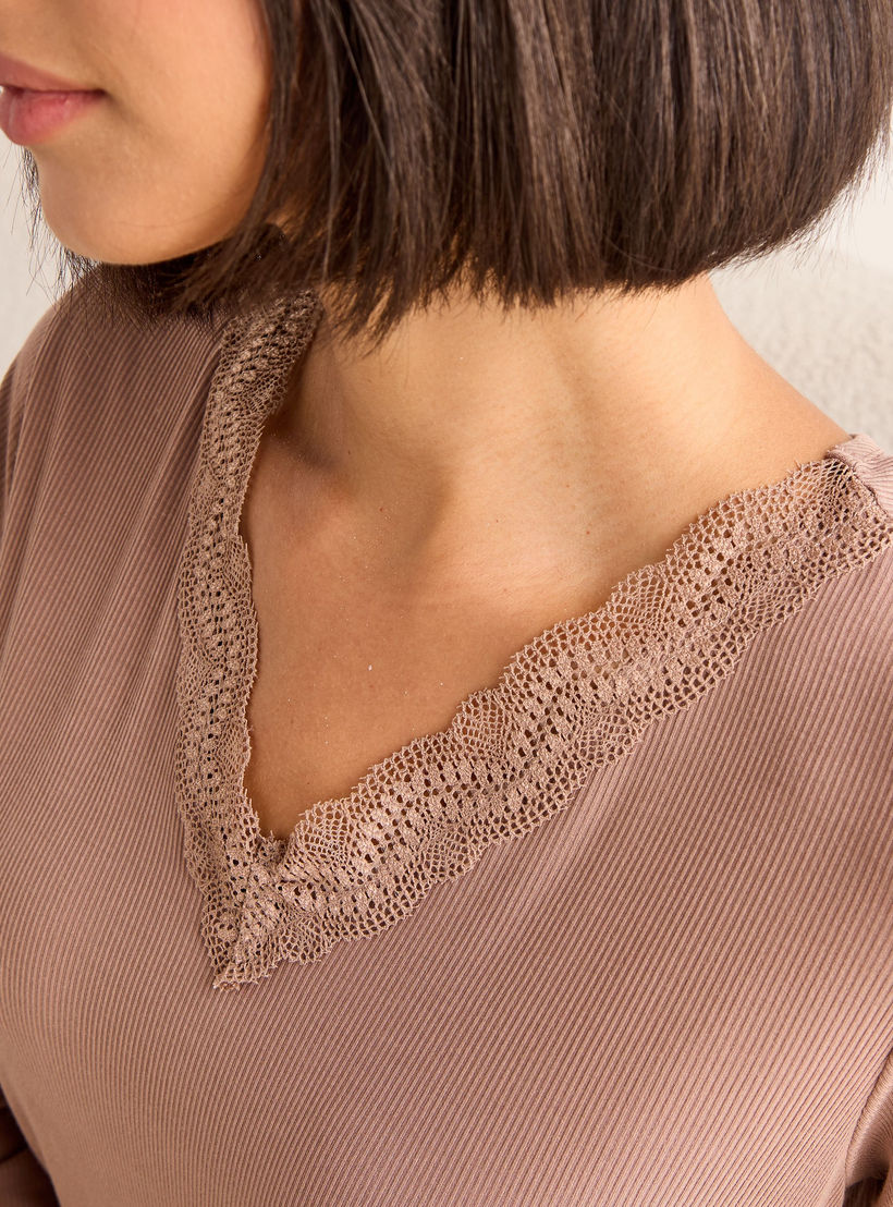 Ribbed V-neck Night Dress-women-clothing-nightwear-nighties-image-4