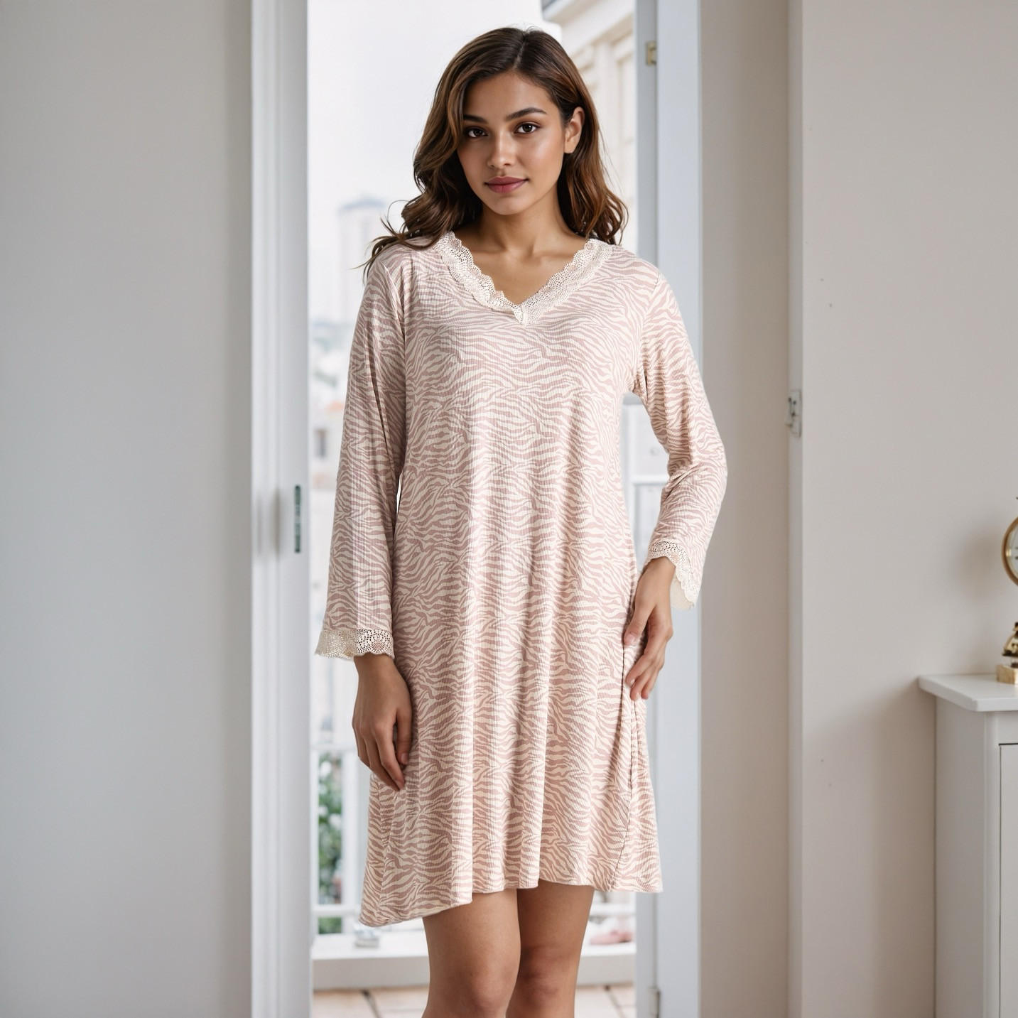 فستان نوم بياقة V وطبعات حيوان-women-clothing-nightwear-nighties-image-2