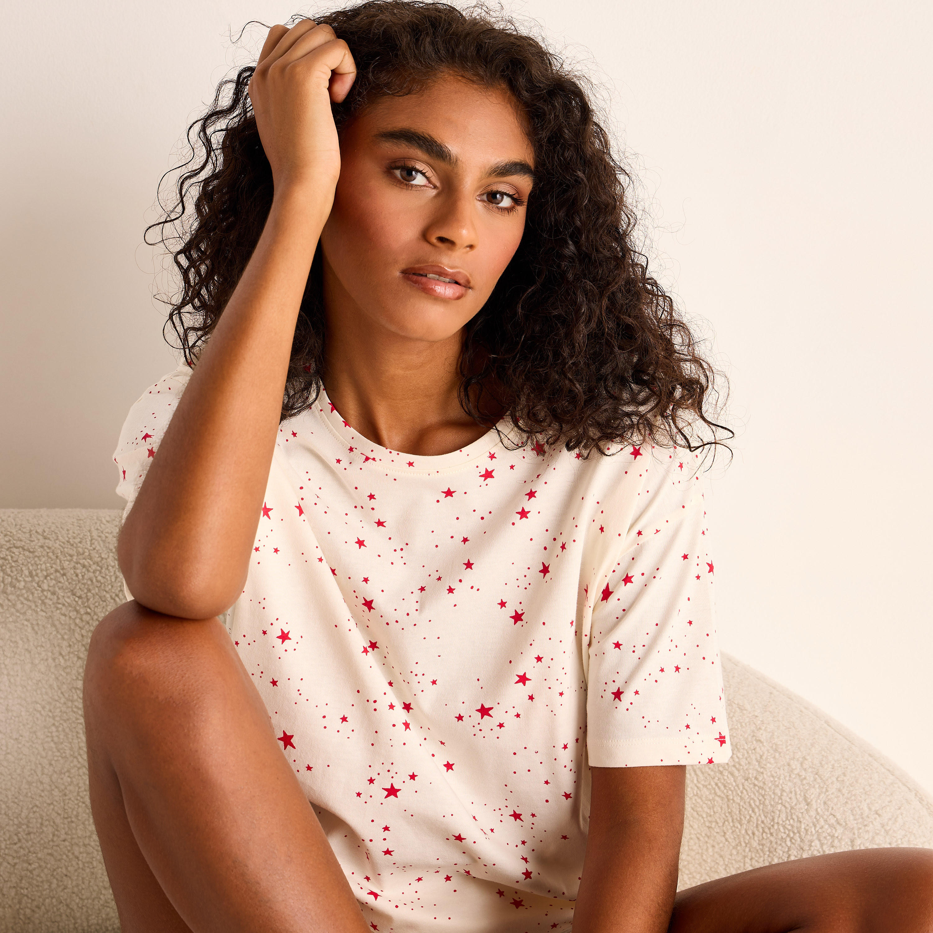 All-Over Print T-shirt and Shorts Set-women-clothing-nightwear-pyjamas-shortsets-image-7