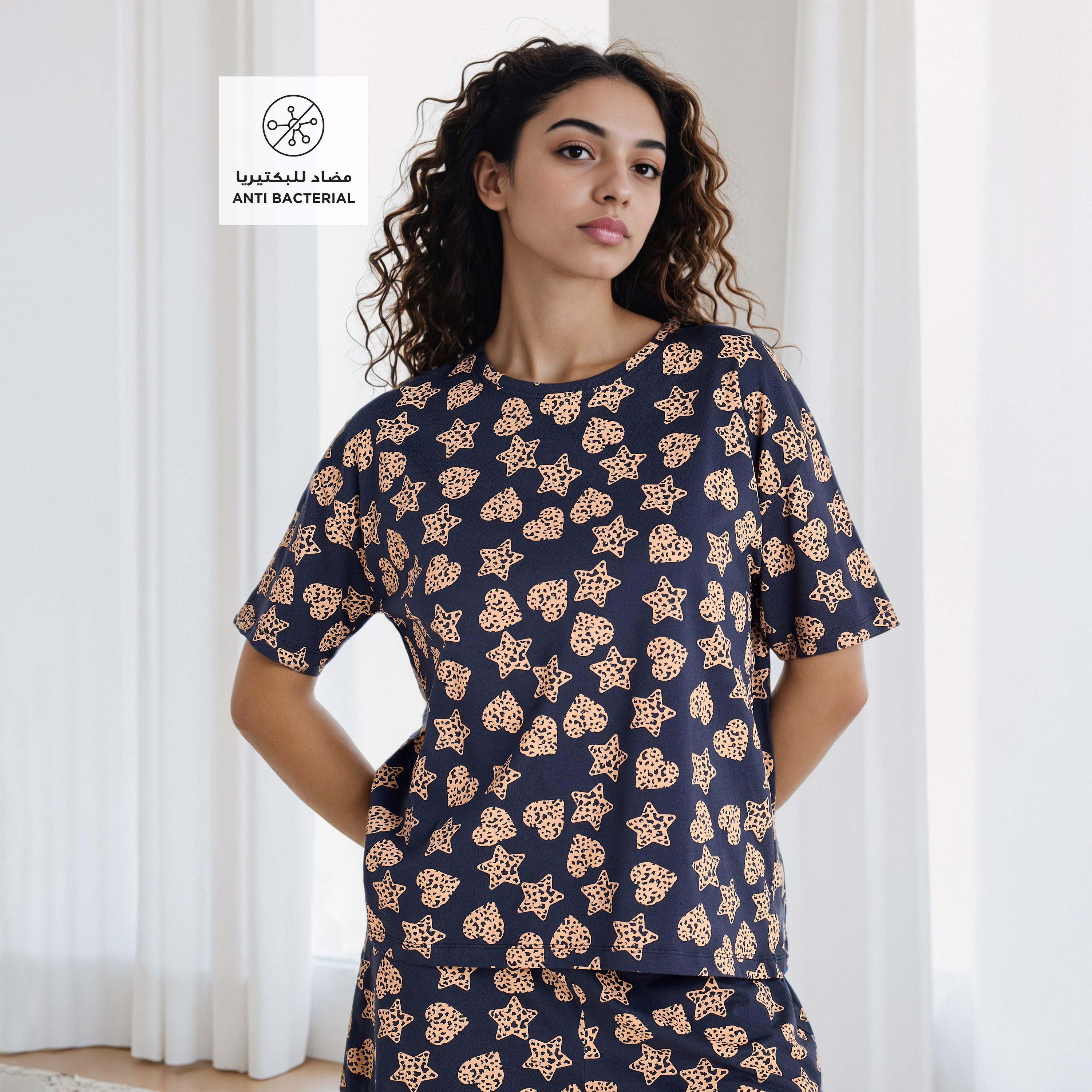 All-Over Print T-shirt and Shorts Set-women-clothing-nightwear-pyjamas-shortsets-image-2
