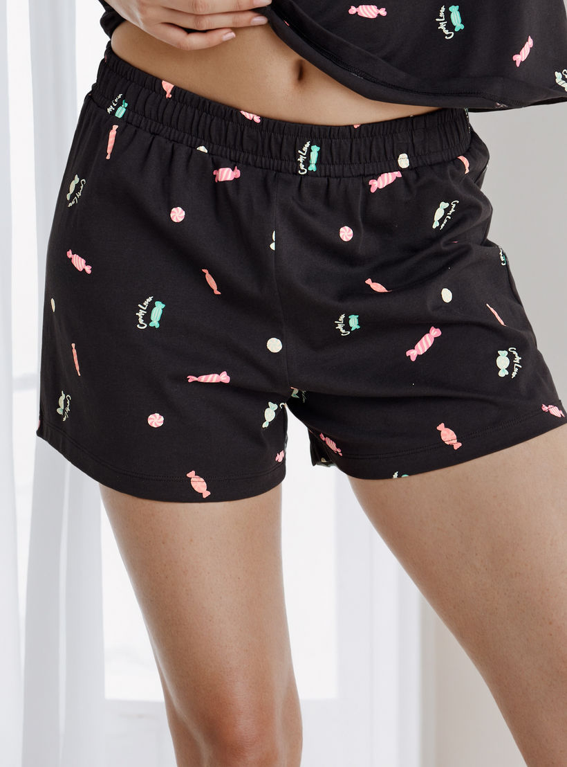 All-Over Print T-shirt and Shorts Set-women-clothing-nightwear-pyjamas-shortsets-image-3