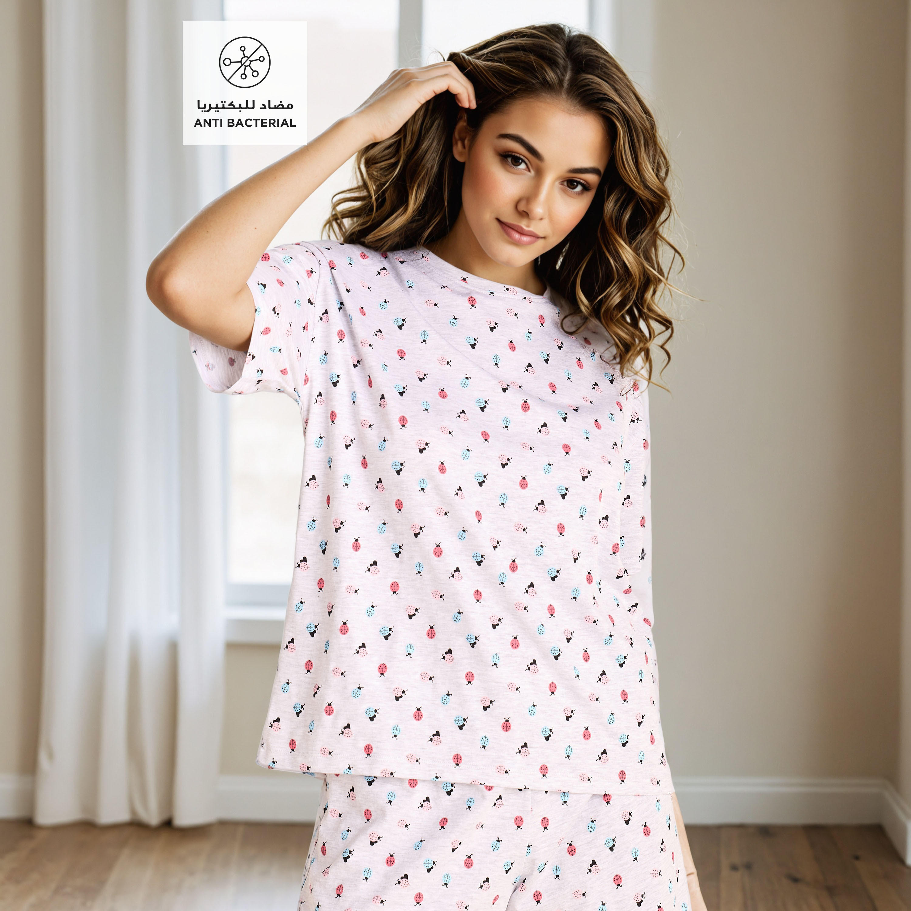 All-Over Print T-shirt and Shorts Set-women-clothing-nightwear-pyjamas-shortsets-image-2