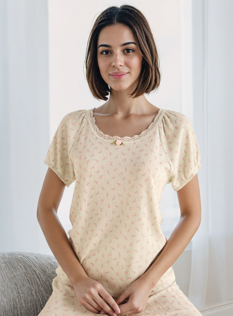 طقم بيجاما بطبعات زهرية-women-clothing-nightwear-pyjamas-longsets-image-2