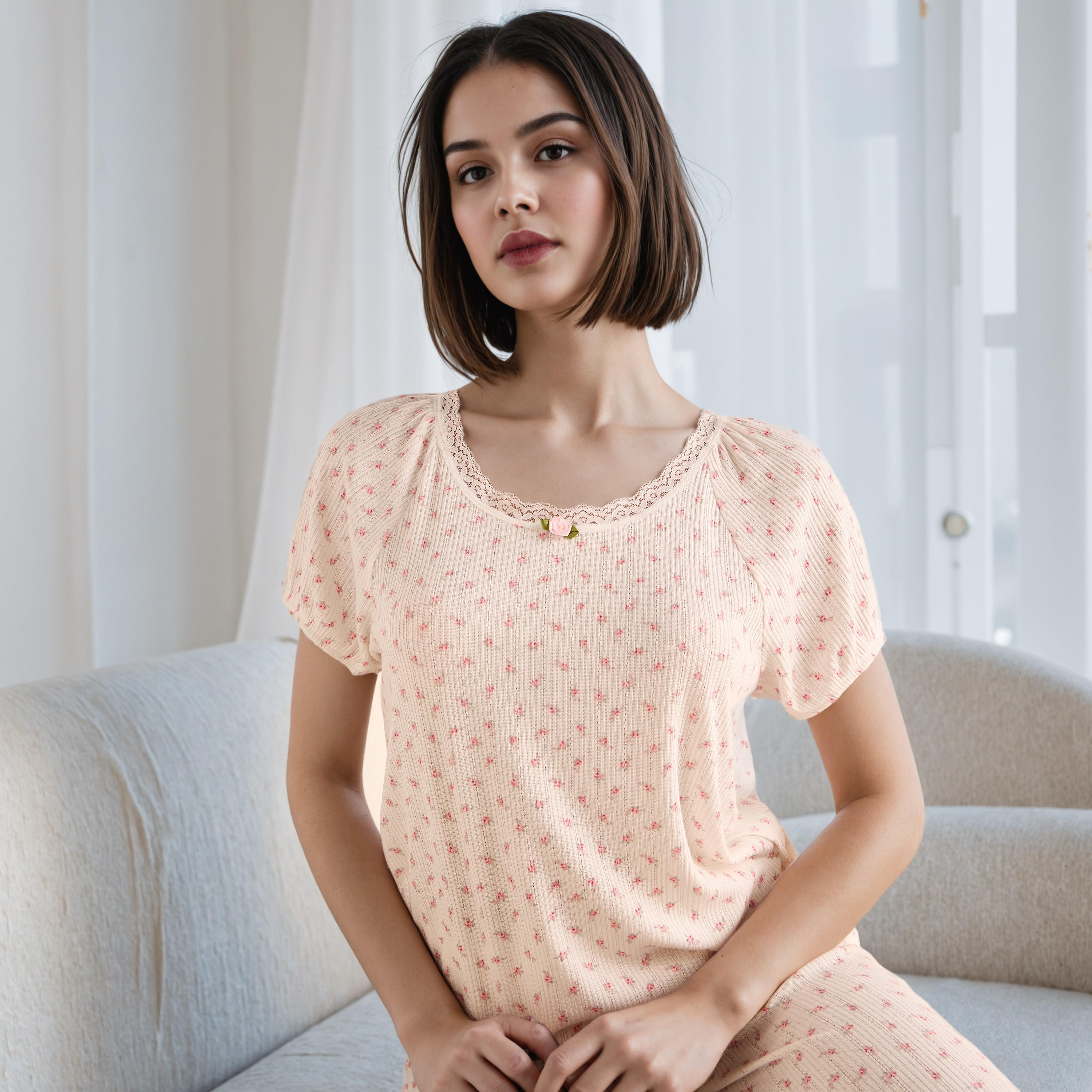 طقم بيجاما بطبعات زهرية-women-clothing-nightwear-pyjamas-longsets-image-2