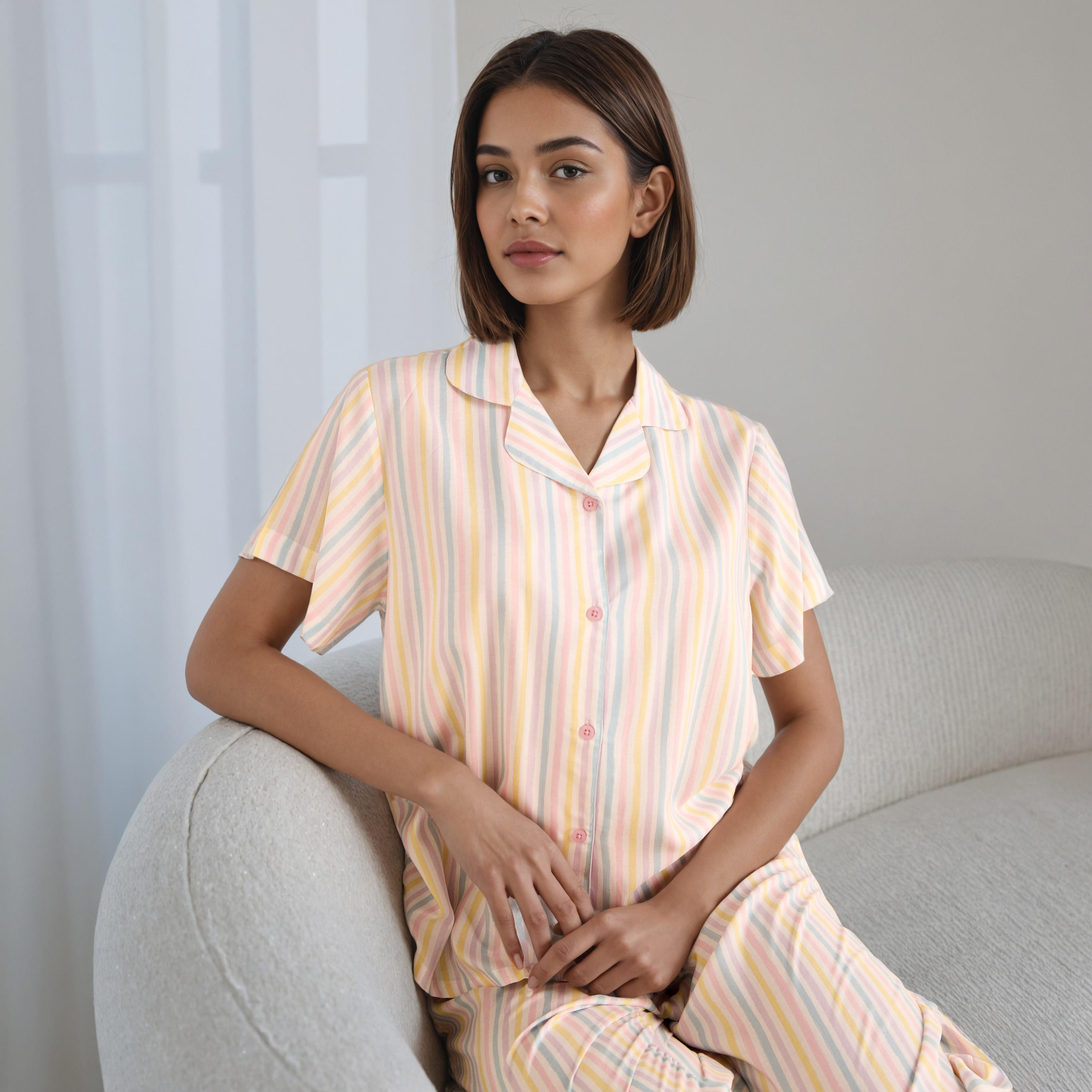 طقم بيجاما مقلم-women-clothing-nightwear-pyjamas-longsets-image-5