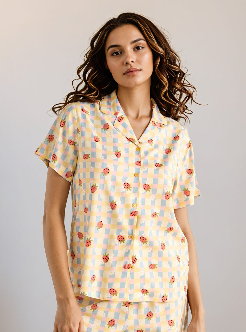 Strawberry Print Pyjama Set-women-clothing-nightwear-pyjamas-longsets-image-2