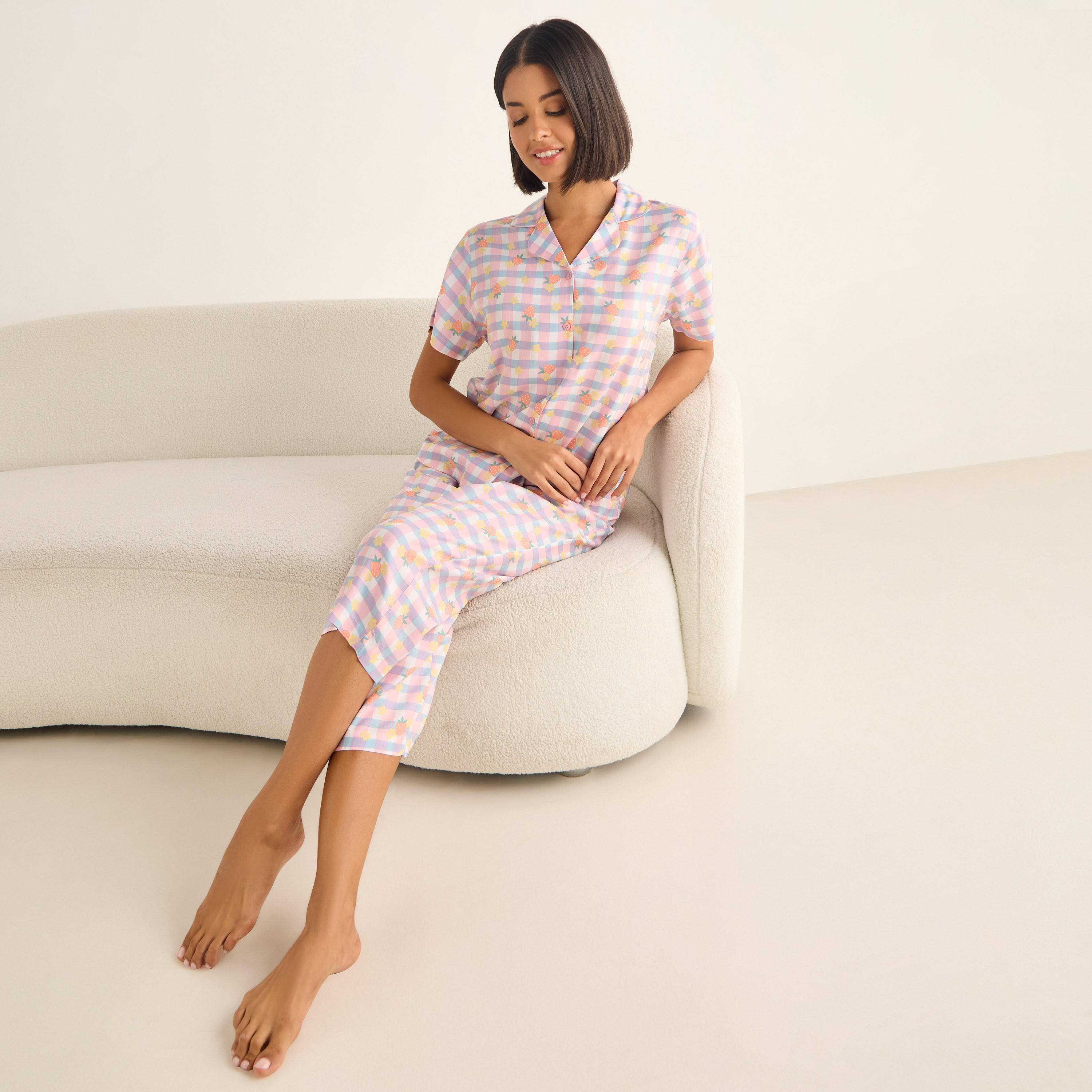 Strawberry Print Pyjama Set-women-clothing-nightwear-pyjamas-longsets-image-1