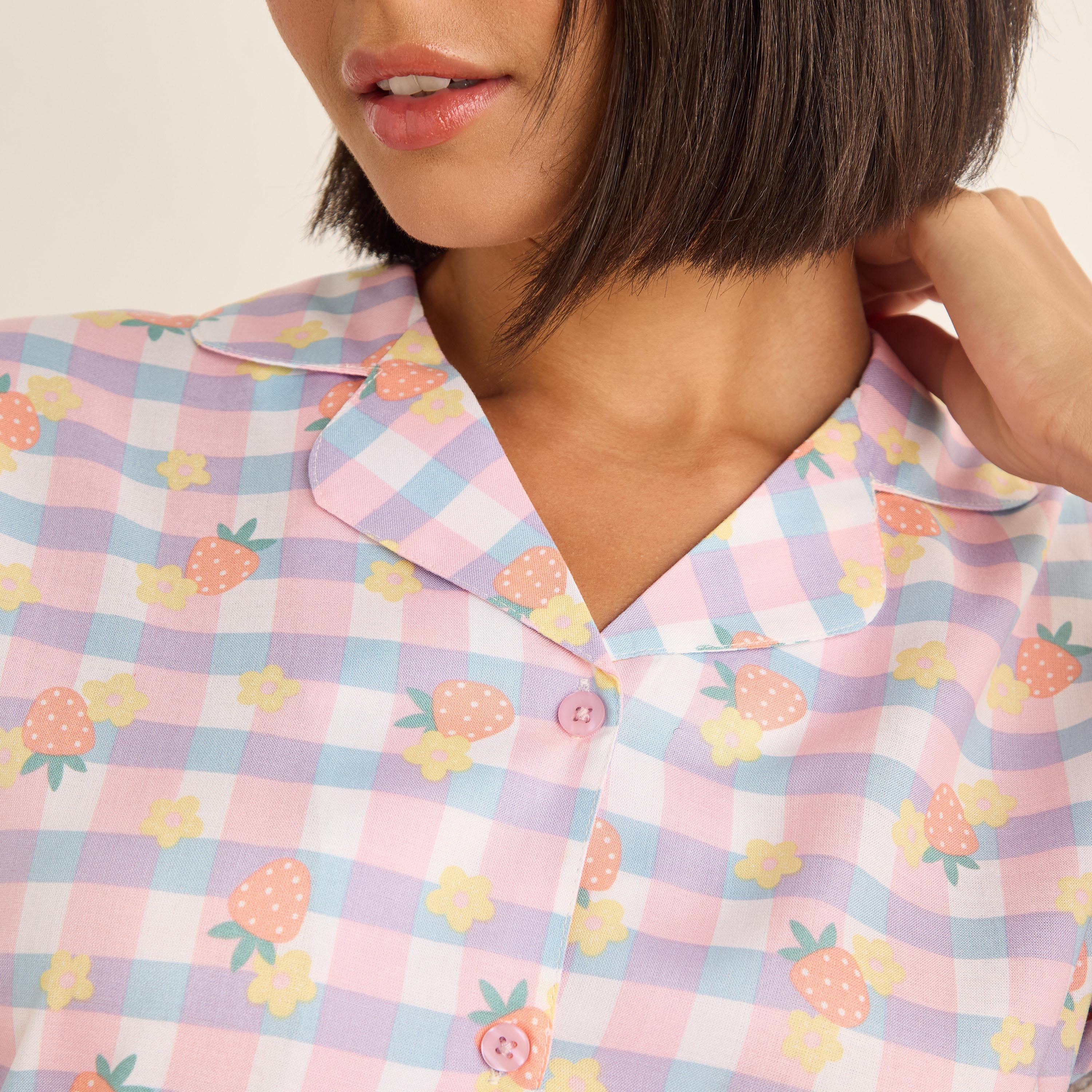 Strawberry Print Pyjama Set-women-clothing-nightwear-pyjamas-longsets-image-5