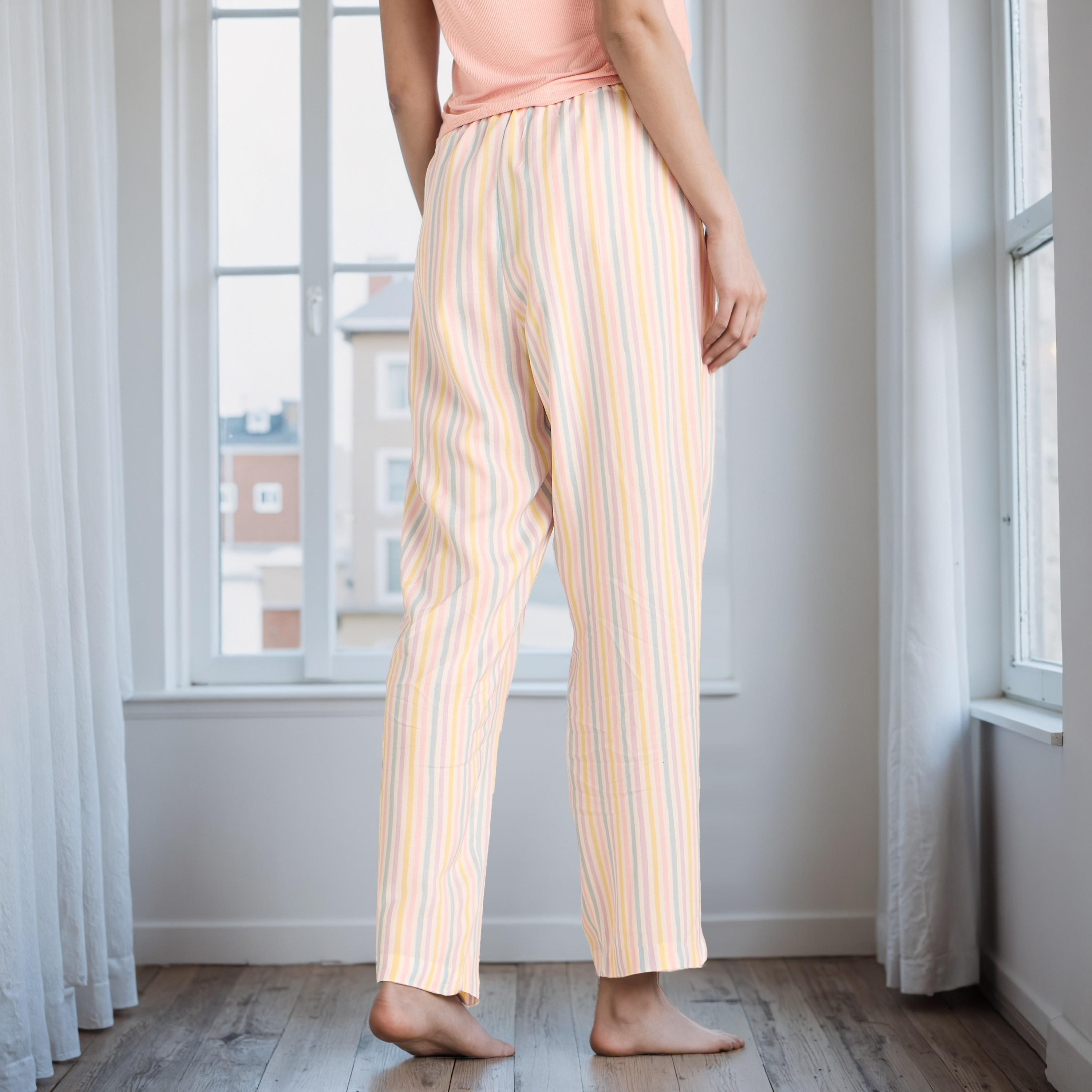 بنطلون بيجاما مقلم بحزام خصر مطاطي-women-clothing-nightwear-pyjamas-bottoms-image-3