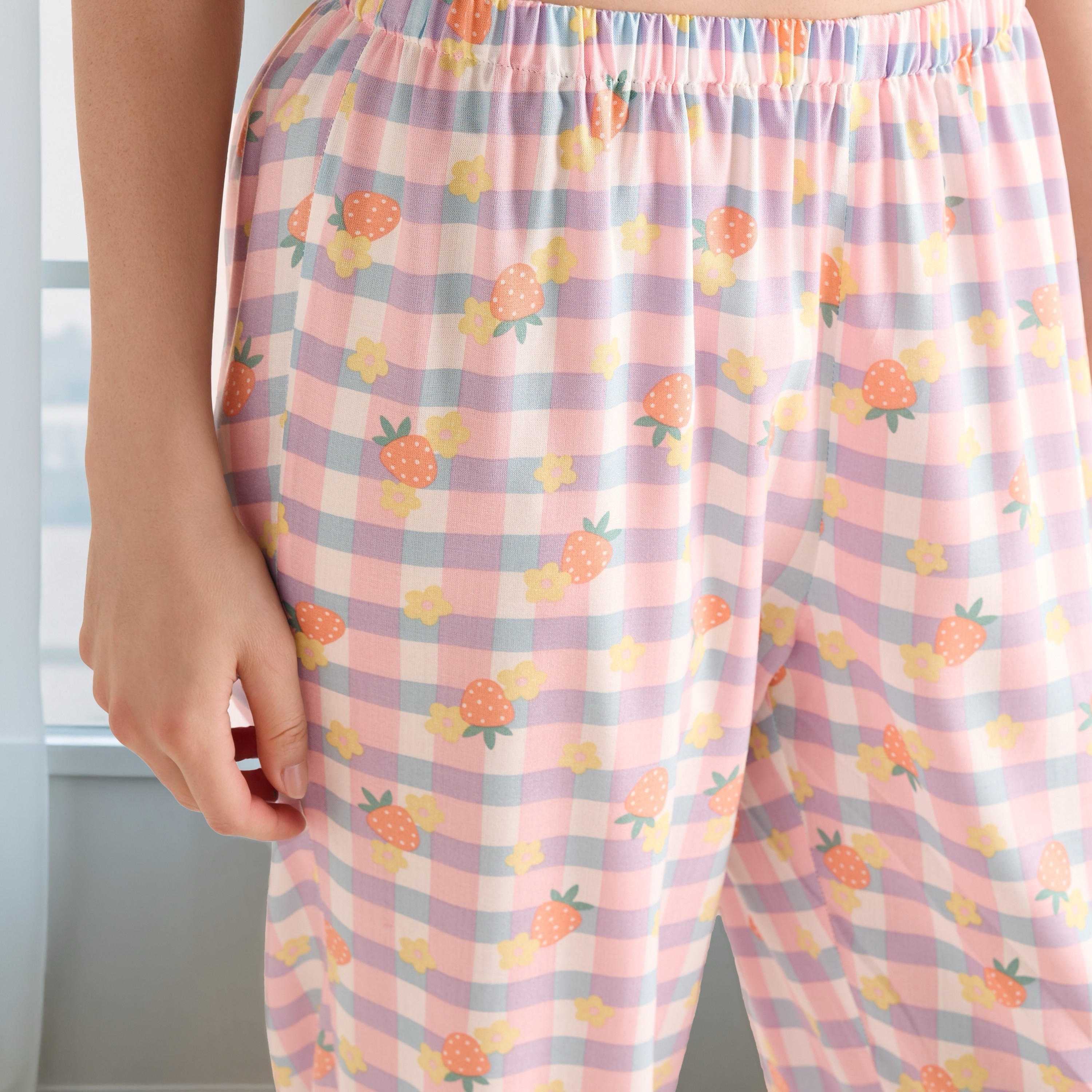 Checked Pyjamas with Elasticated Waistband-women-clothing-nightwear-pyjamas-bottoms-image-4