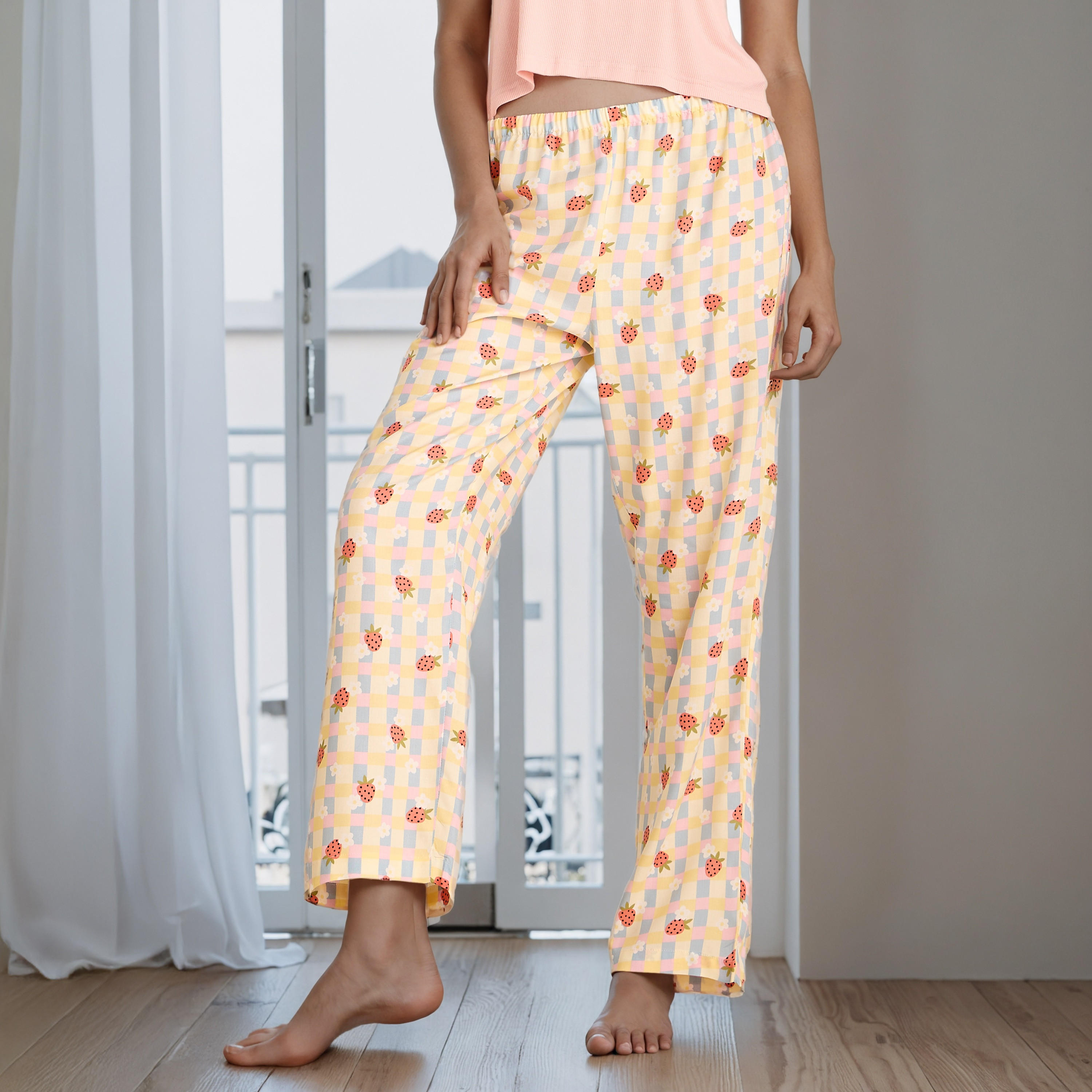 Checked Pyjamas with Elasticated Waistband-women-clothing-nightwear-pyjamas-bottoms-image-6