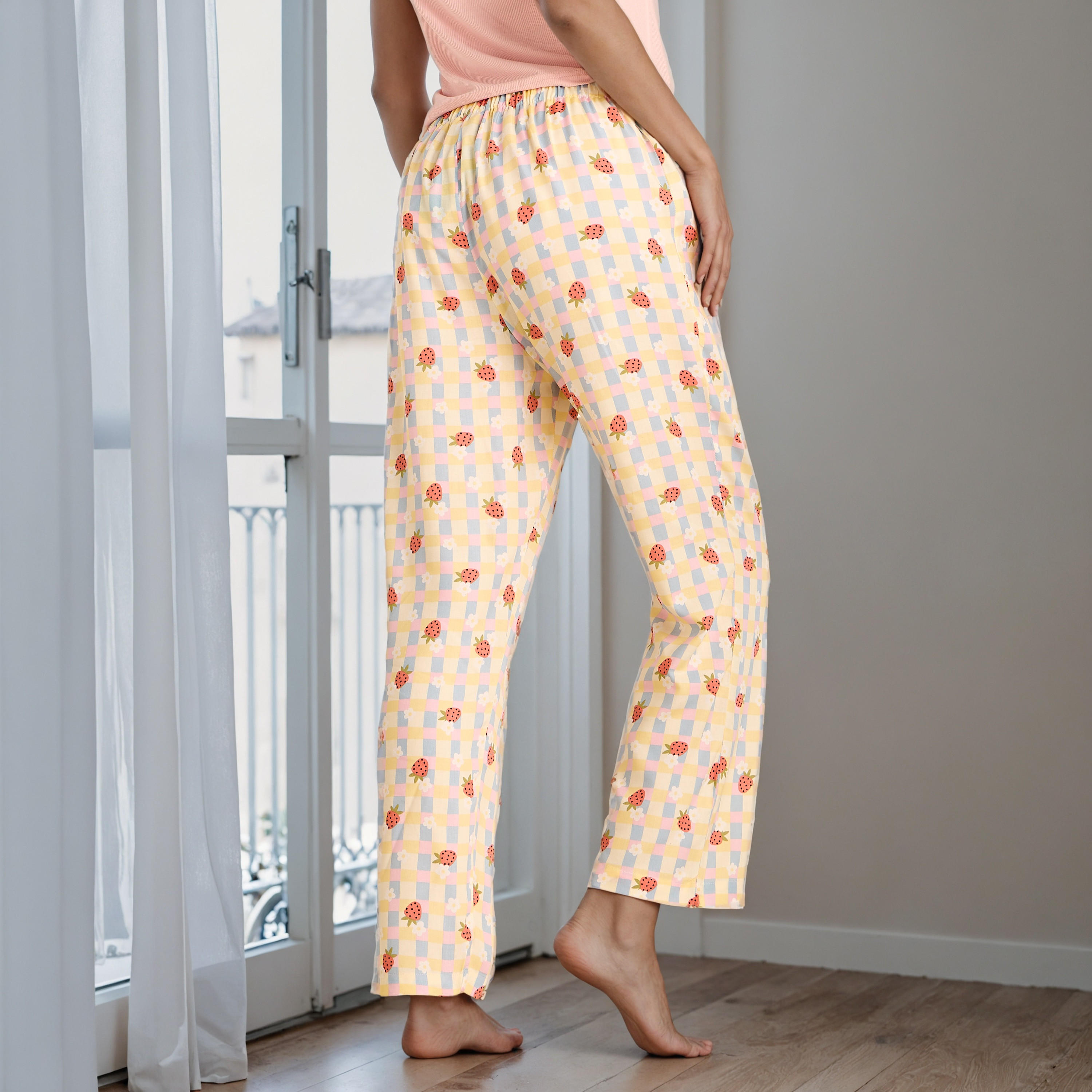 Checked Pyjamas with Elasticated Waistband-women-clothing-nightwear-pyjamas-bottoms-image-8