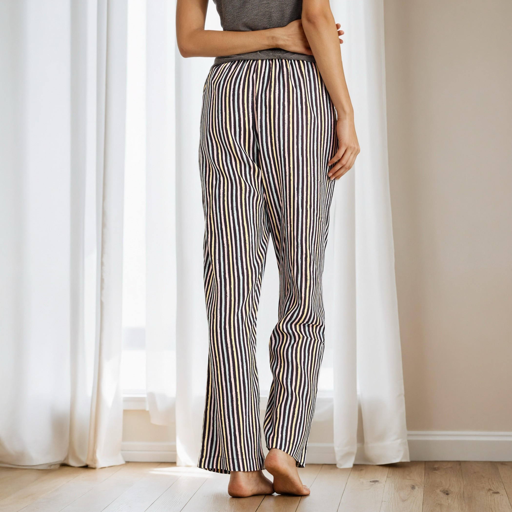 بنطلون بيجاما مقلم بحزام خصر مطاطي-women-clothing-nightwear-pyjamas-bottoms-image-8