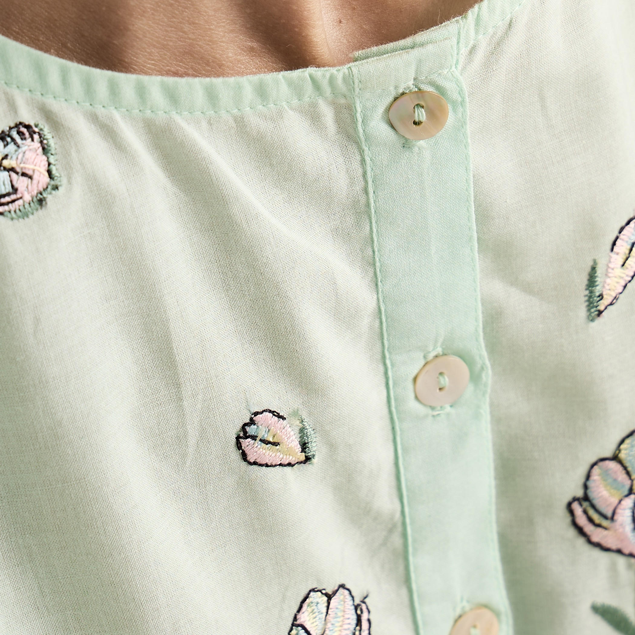 Embroidered Cotton Night Gown with Flutter Sleeves-women-clothing-nightwear-nighties-image-5