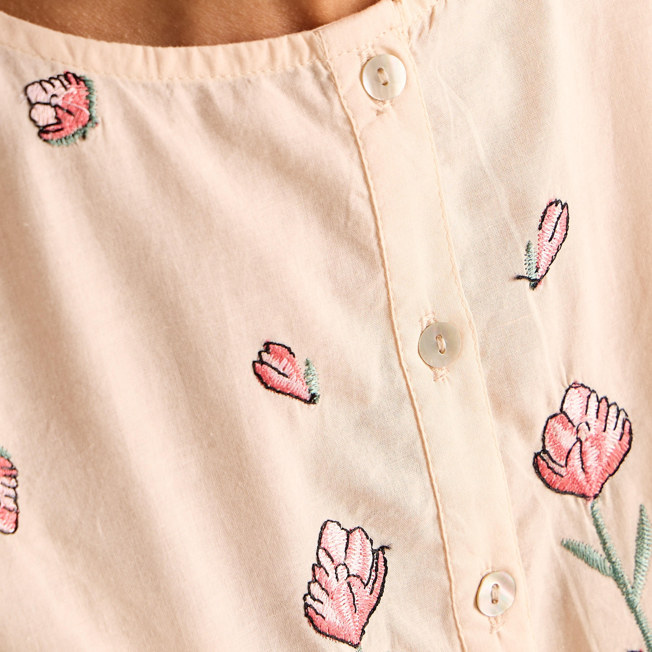Embroidered Cotton Night Gown with Flutter Sleeves-women-clothing-nightwear-nighties-image-5