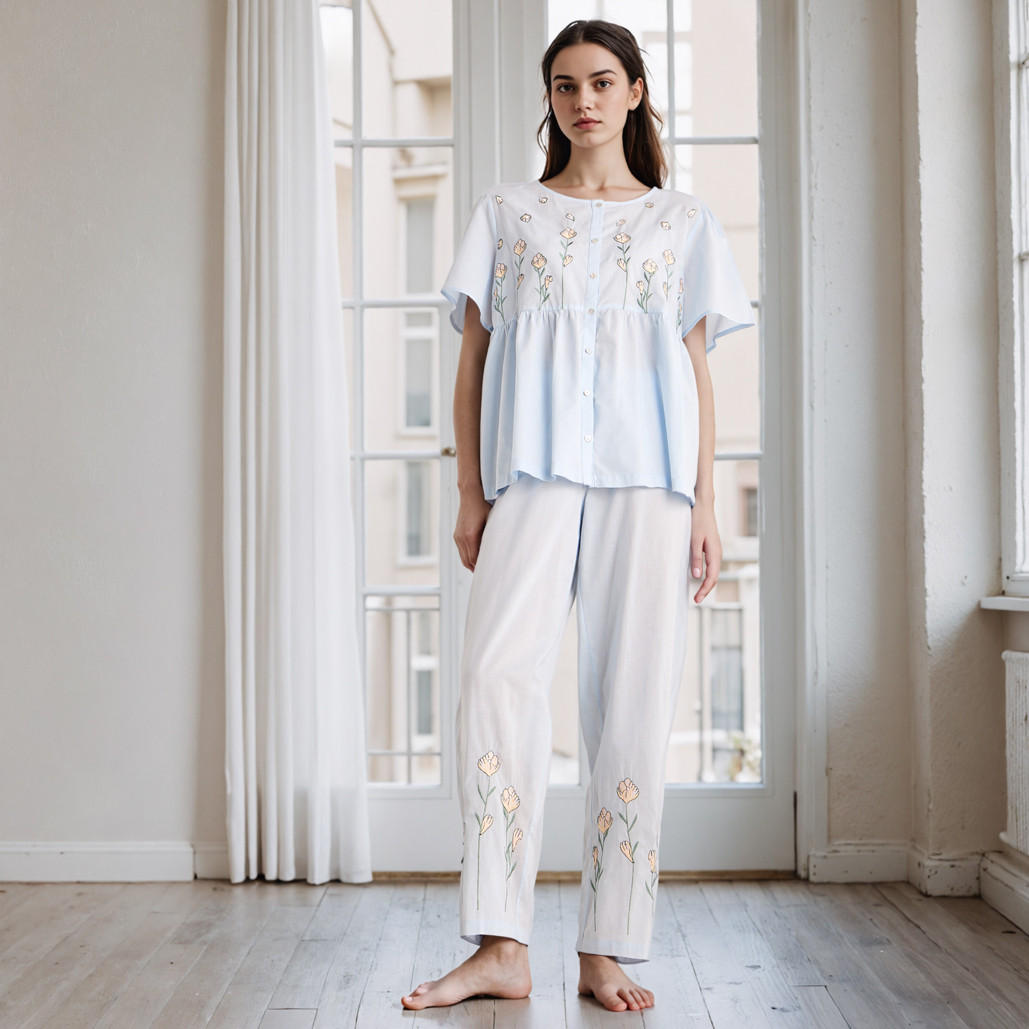 طقم بيجاما مطرز-women-clothing-nightwear-pyjamas-longsets-image-13