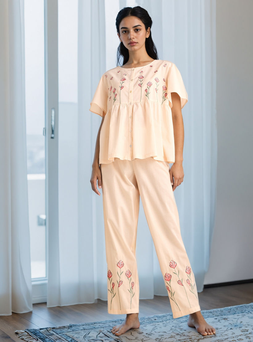 Embroidered Pyjama Set-women-clothing-nightwear-pyjamas-longsets-image-1