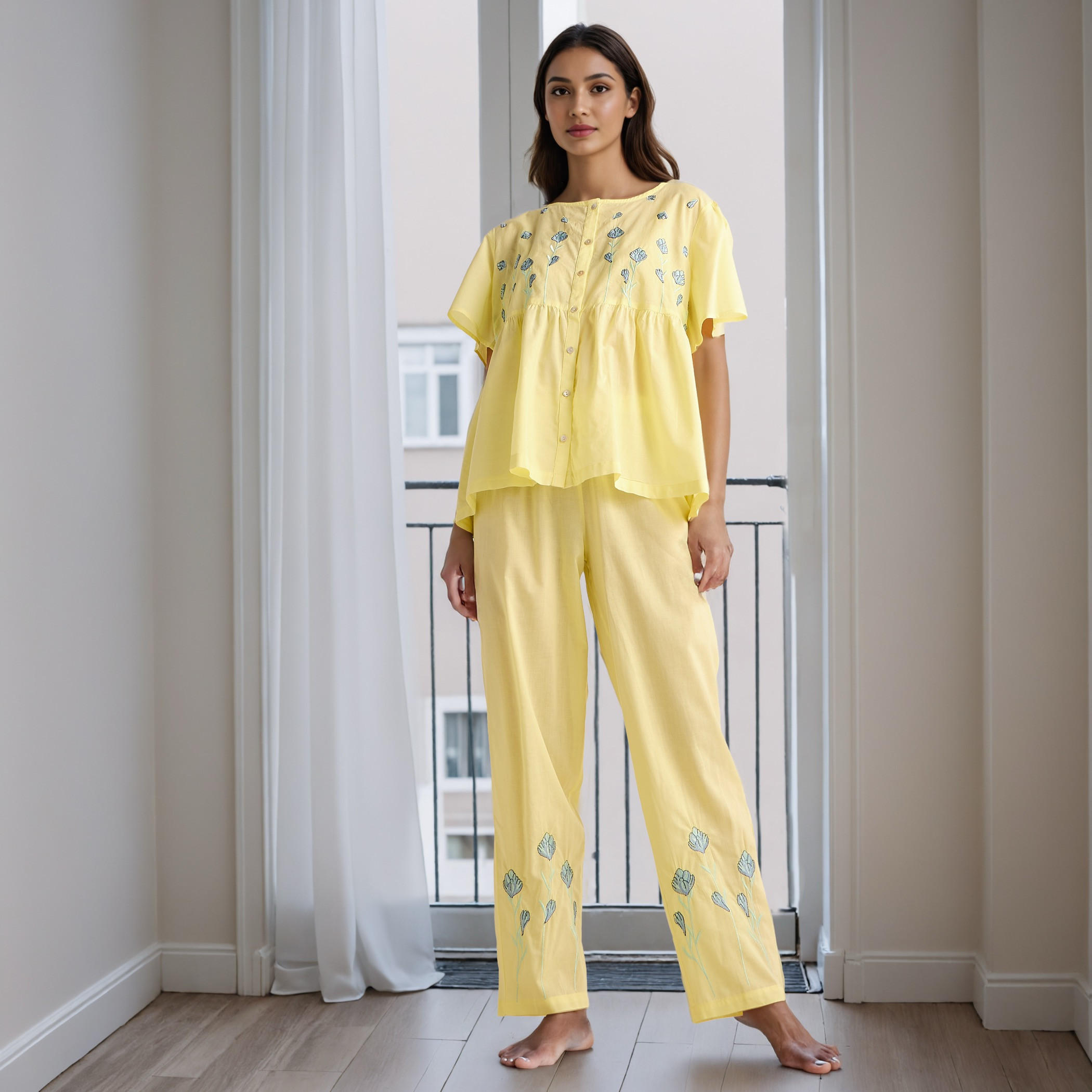 Embroidered Pyjama Set-women-clothing-nightwear-pyjamas-longsets-image-1
